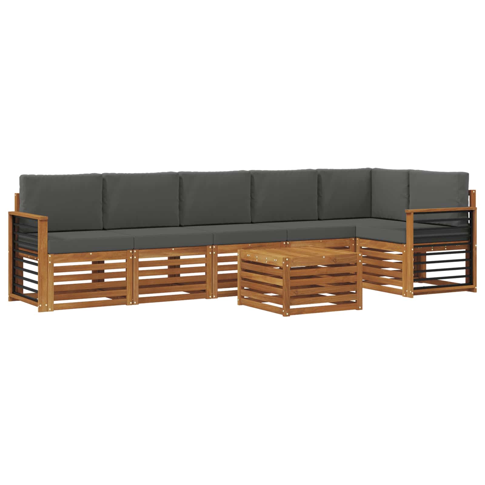 Outdoor-Sofagarnitur 7 stk. Natur und Anthrazit Polyester