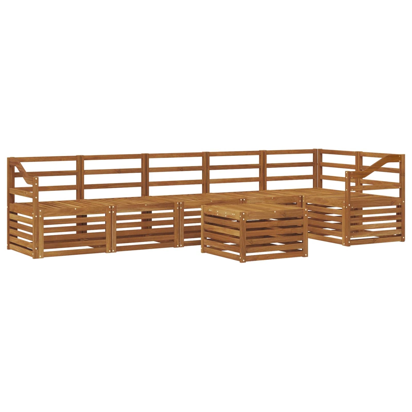 Ecksofa Set 7 pcs Natur Massivholz Akazie