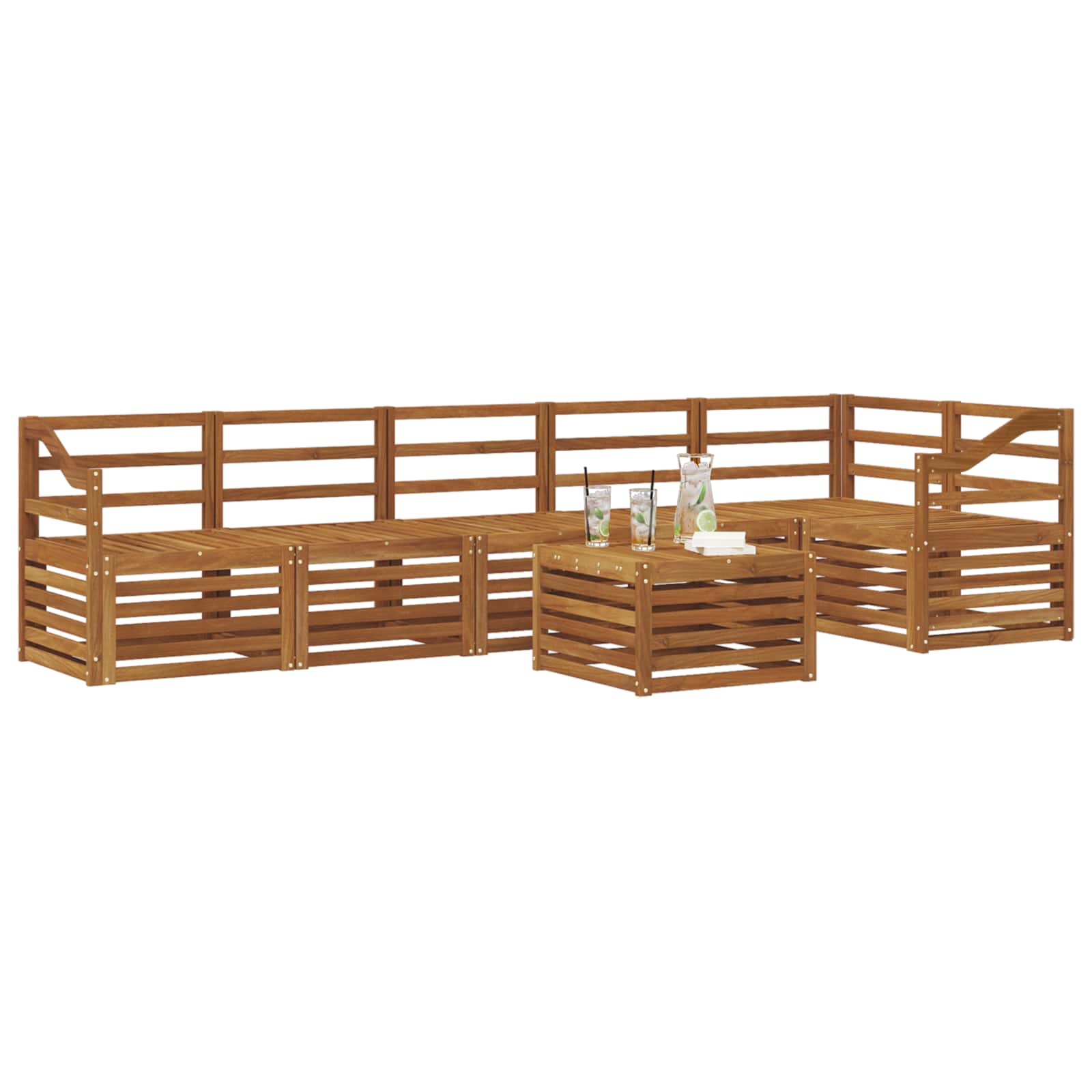 Ecksofa Set 7 pcs Natur Massivholz Akazie