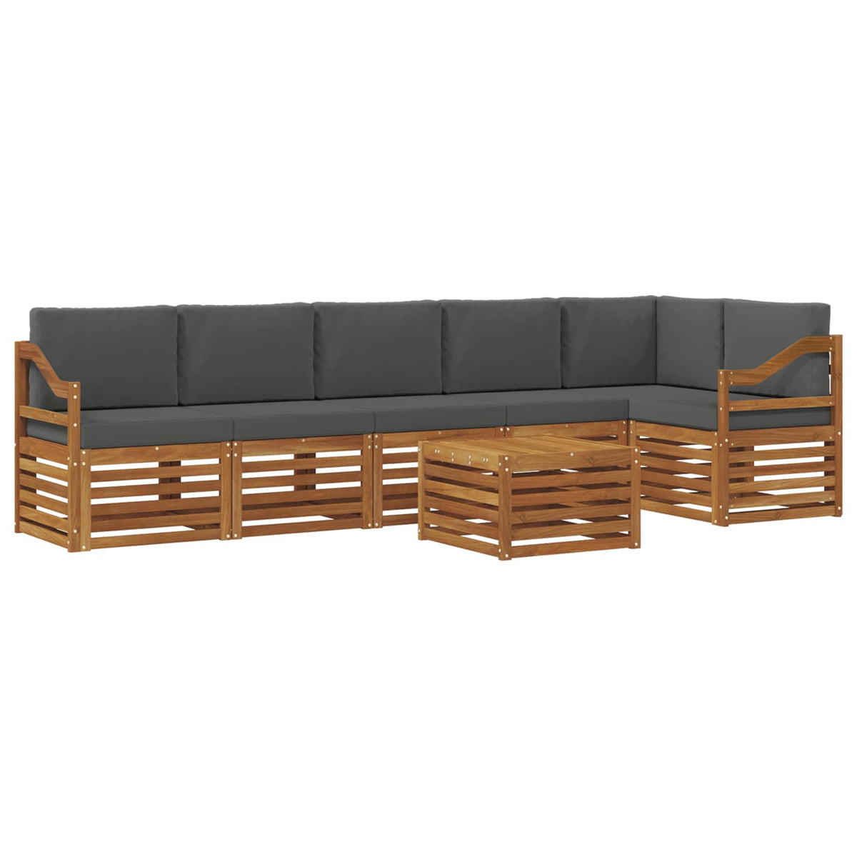 Outdoor-Sofagarnitur 7 stk. Natur und Anthrazit Polyester