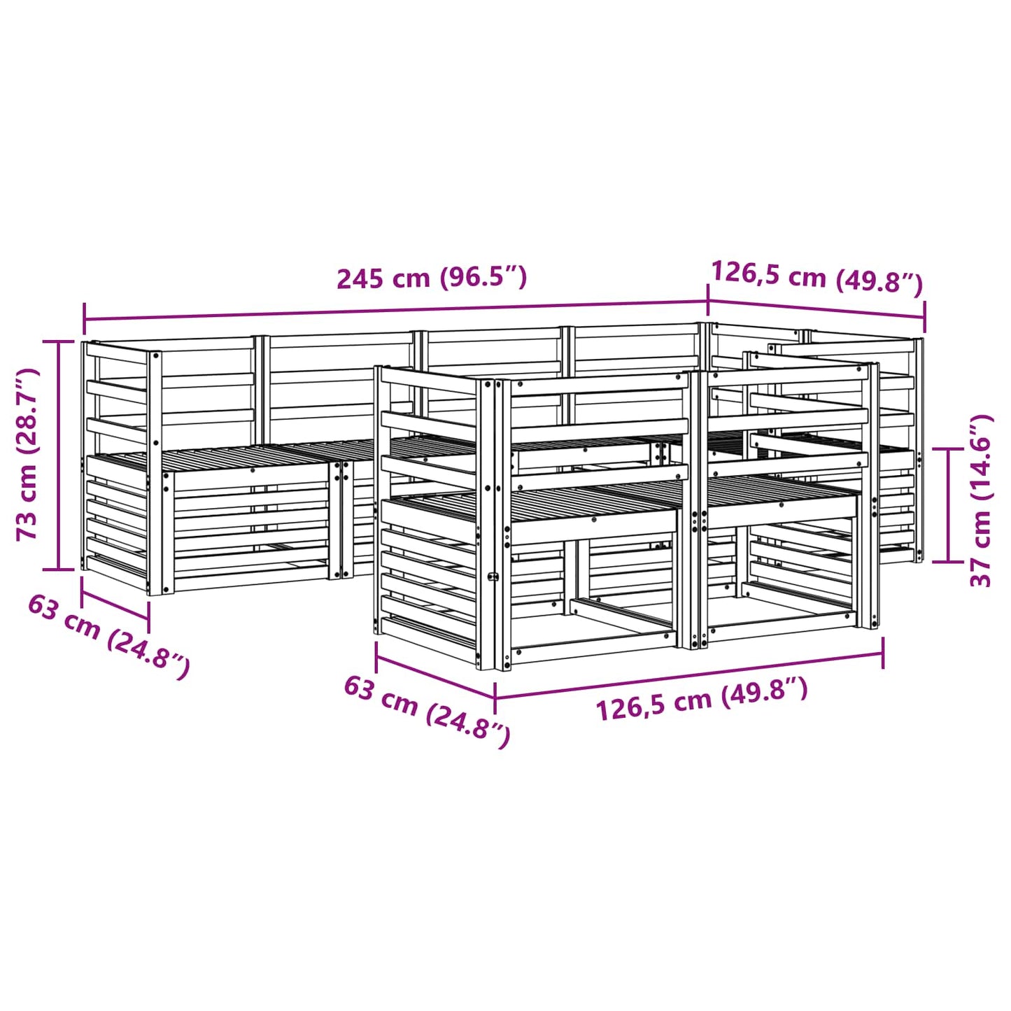 Ecksofa Set 7 pcs Natur