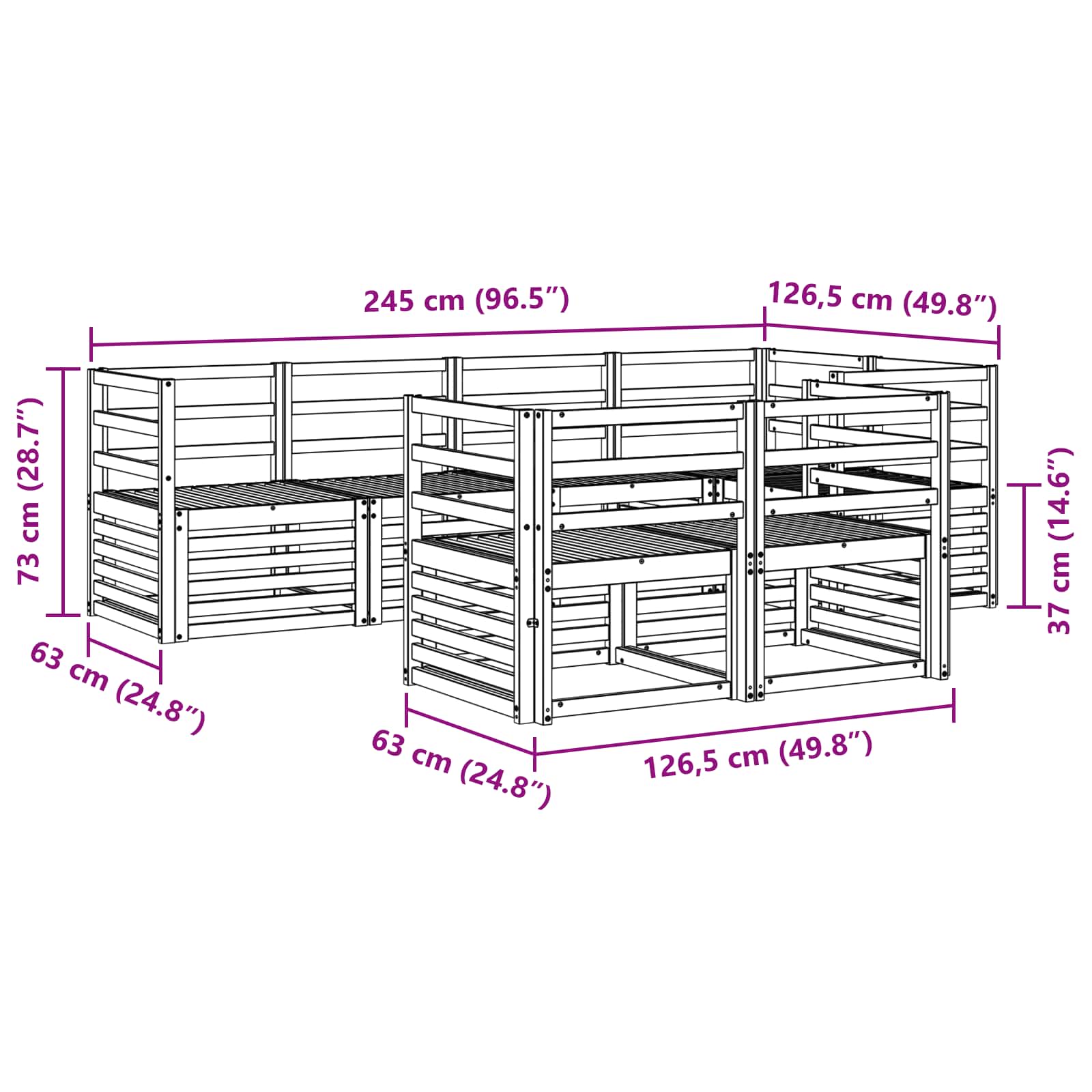 Ecksofa Set 7 pcs Natur