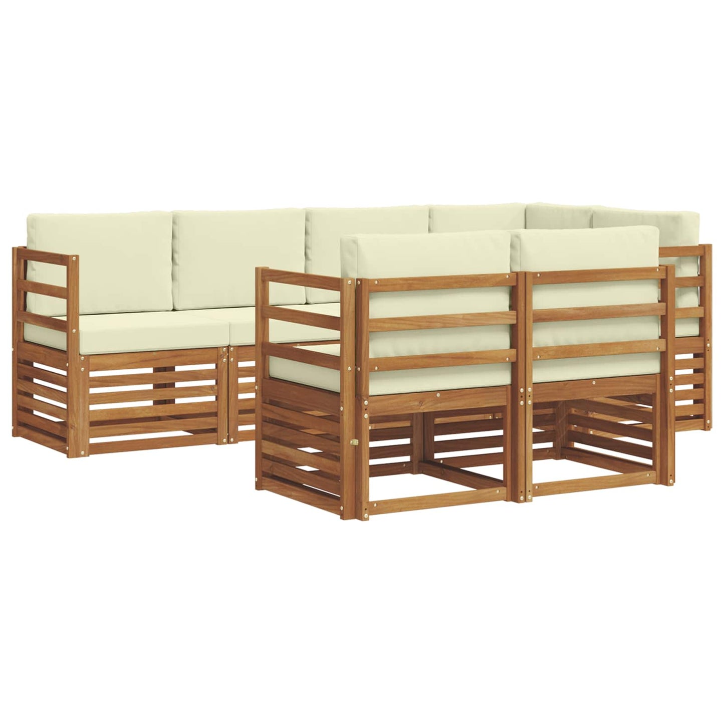 Outdoor-Sofagarnitur 7 stk. Natur und Creme Polyester