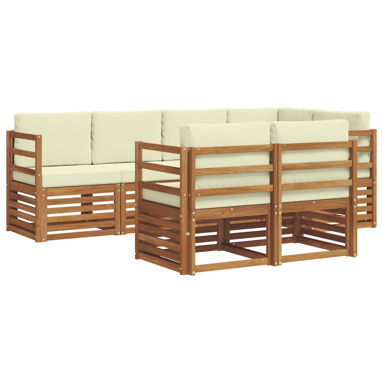 Outdoor-Sofagarnitur 7 stk. Natur und Creme Polyester