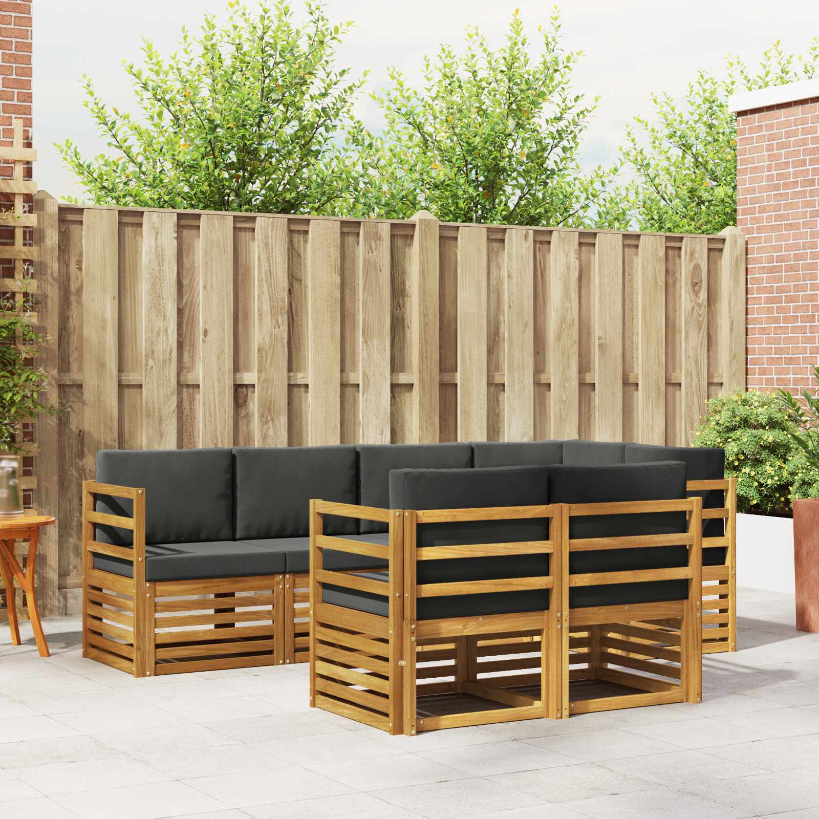 Ecksofa Set mit Kissen 7 pcs Natur und Anthrazit