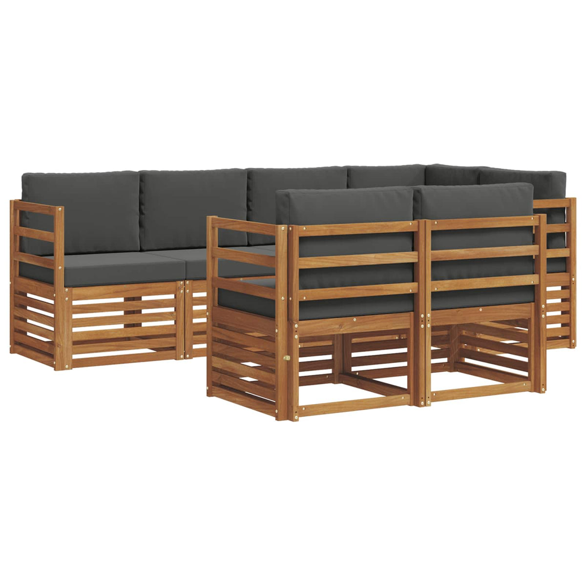 Outdoor-Sofagarnitur 7 stk. Natur und Anthrazit Polyester