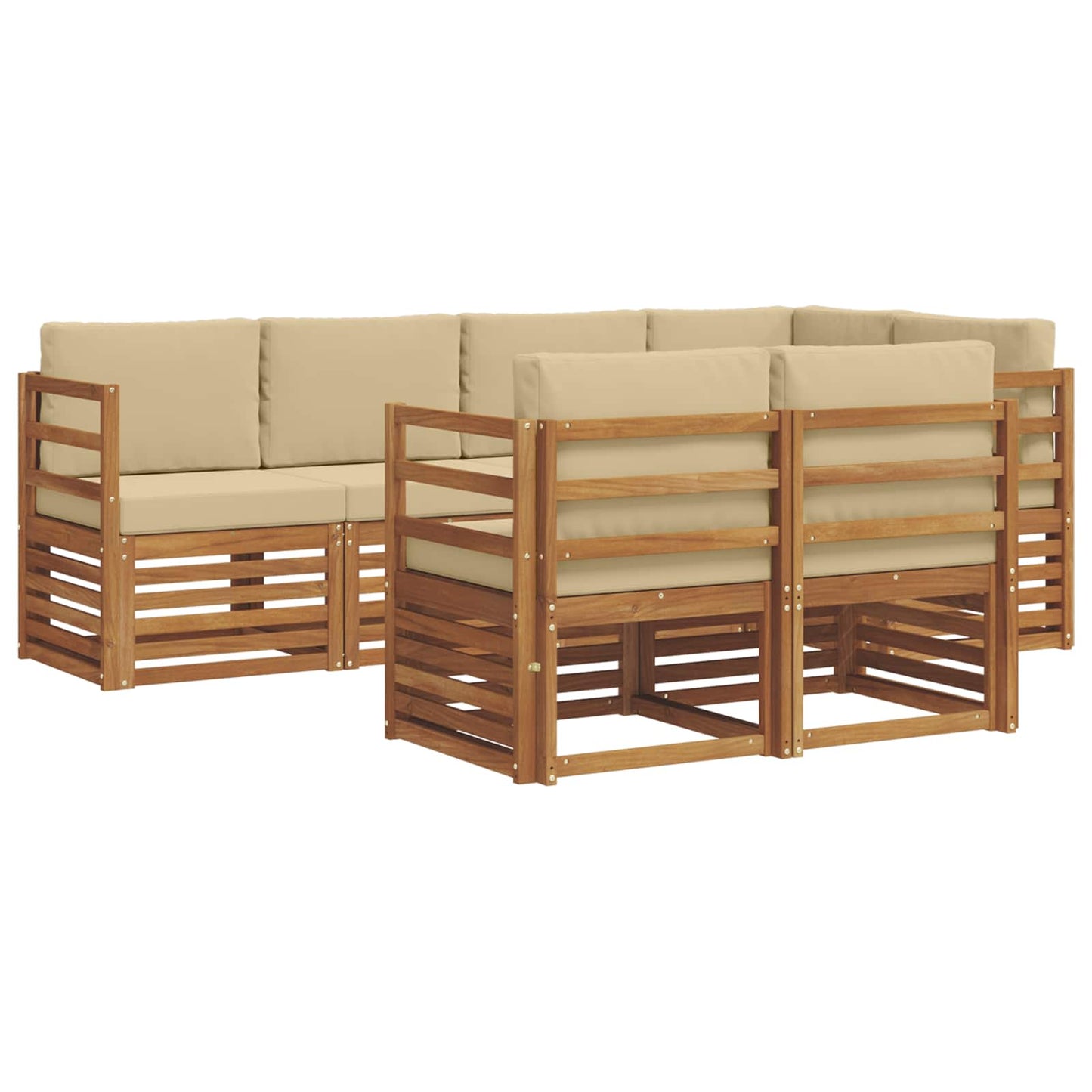 Outdoor-Sofagarnitur 7 stk. Natur und Beige Polyester