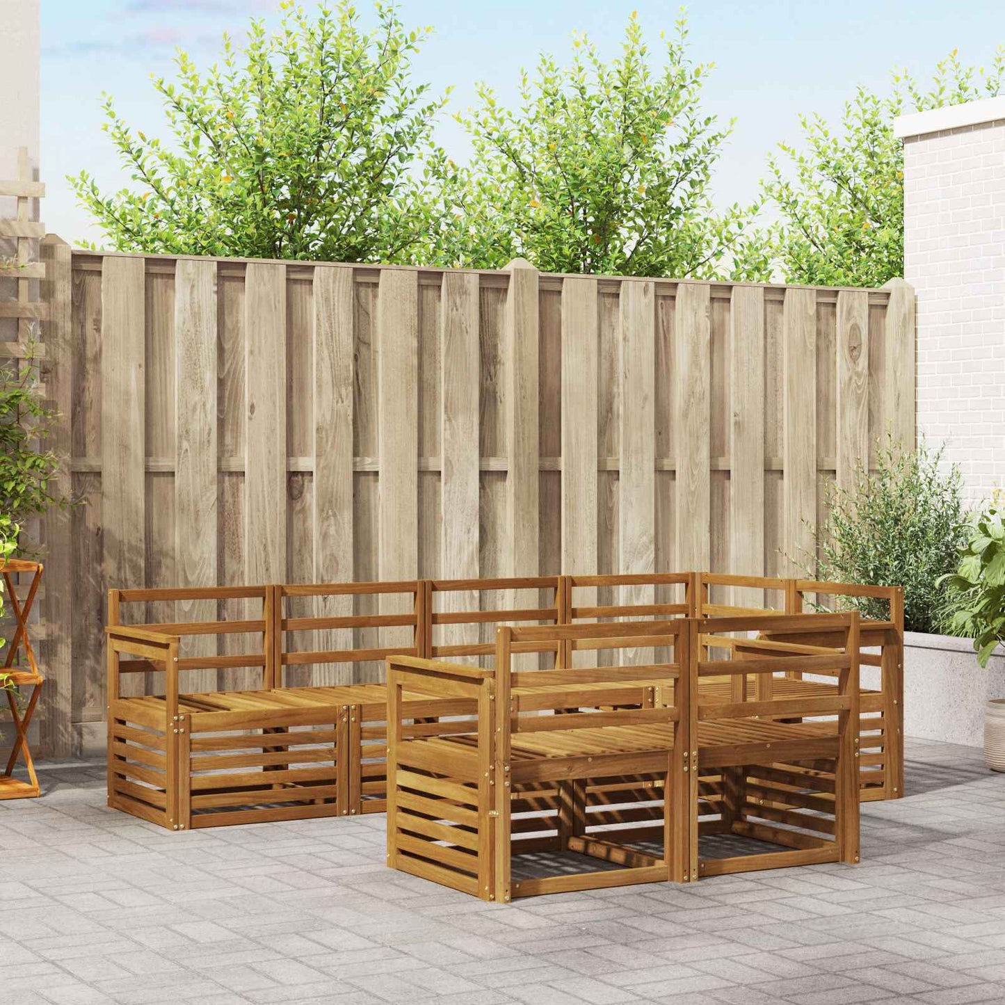 Ecksofa Set 7 pcs Natur Massivholz Akazie