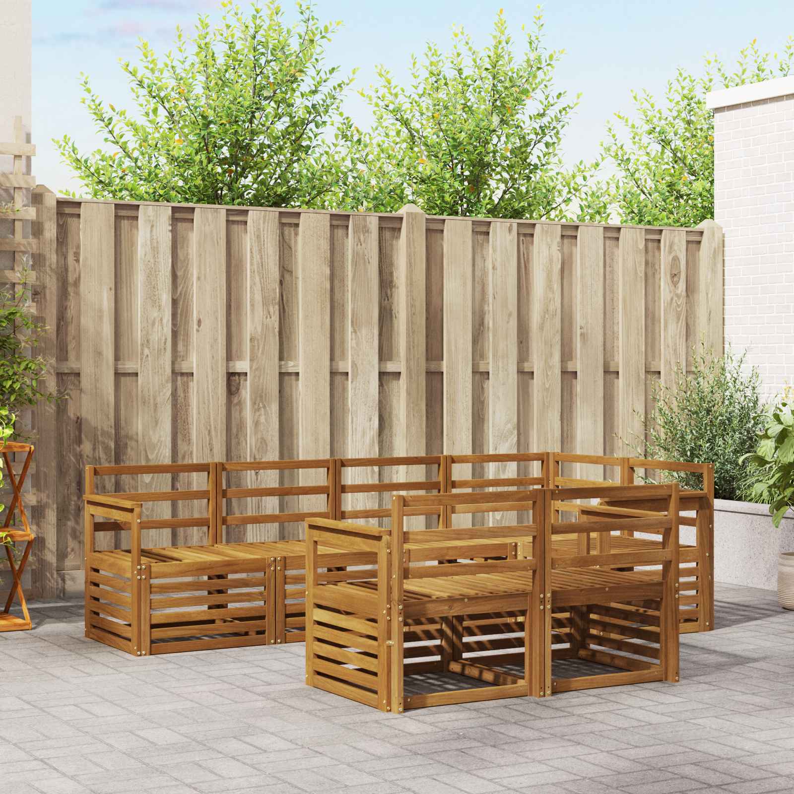 Ecksofa Set 7 pcs Natur Massivholz Akazie