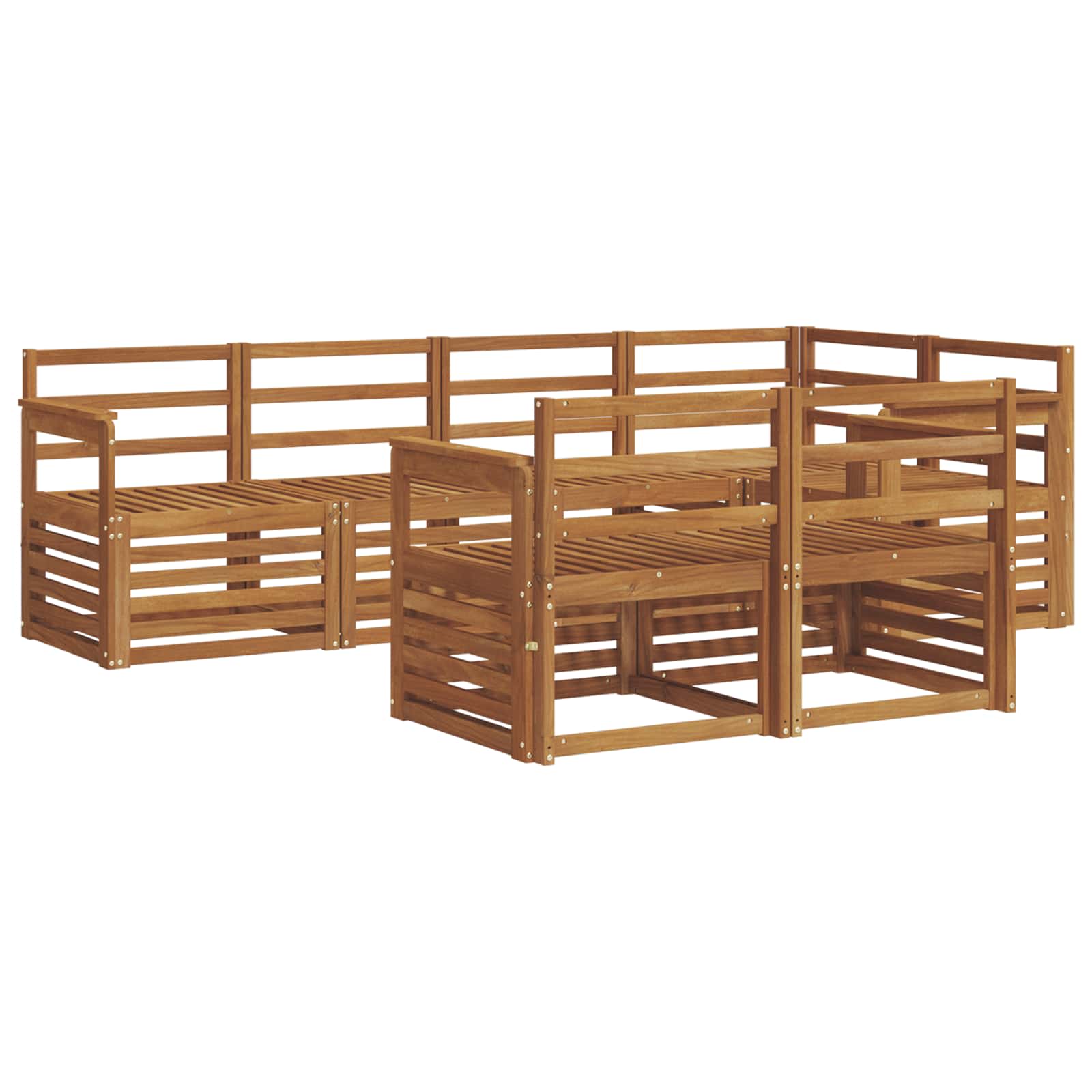 Ecksofa Set 7 pcs Natur Massivholz Akazie