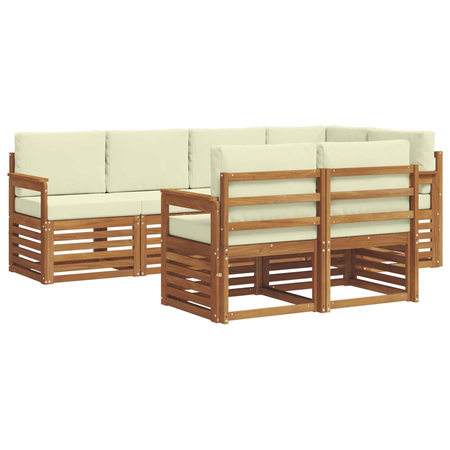 Outdoor-Sofagarnitur 7 stk. Natur und Creme Polyester