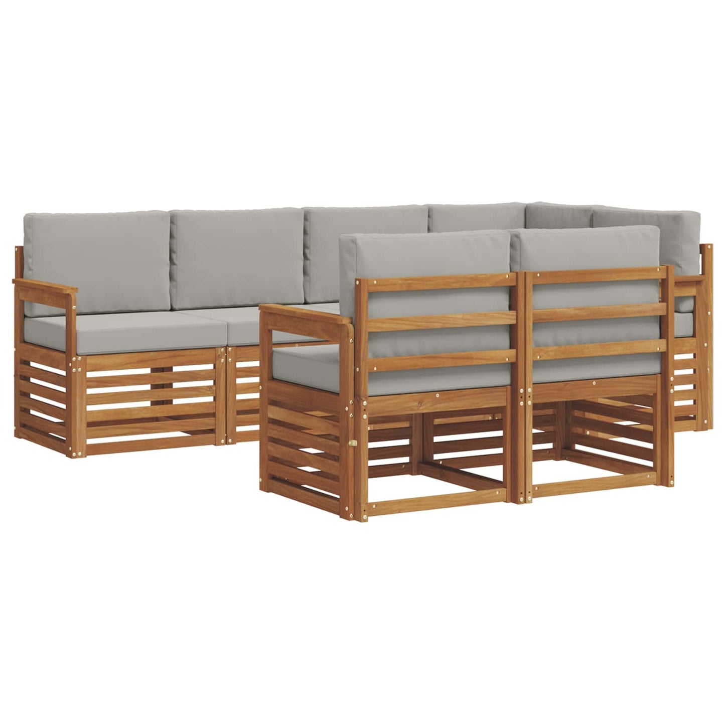 Outdoor-Sofagarnitur 7 stk. Natürlich und Hellgrau Polyester
