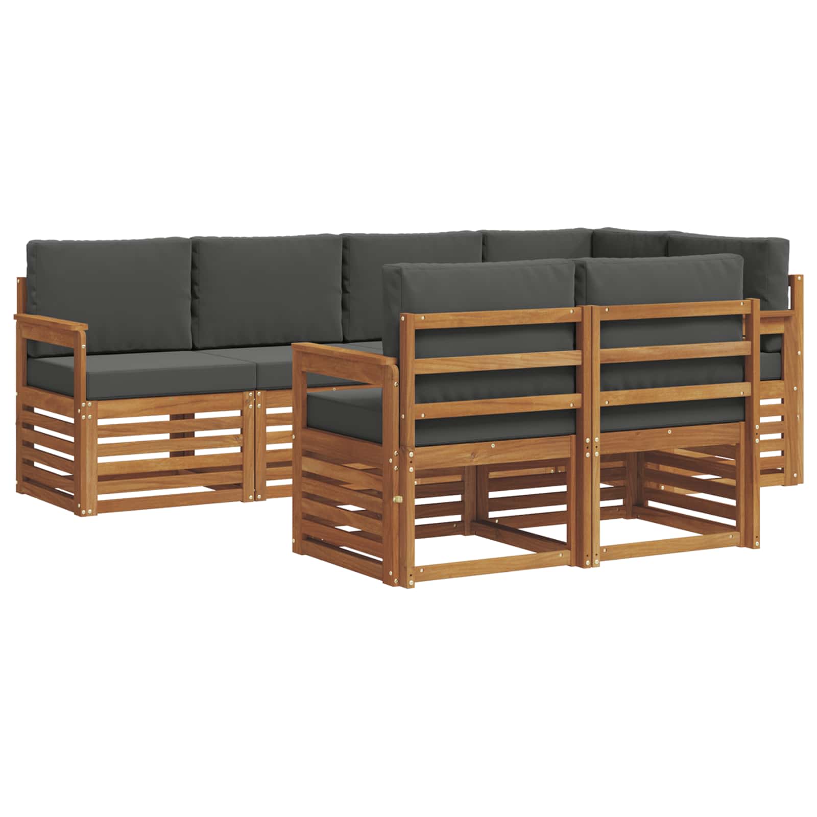 Ecksofa Set mit Kissen 7 pcs Natur und Anthrazit
