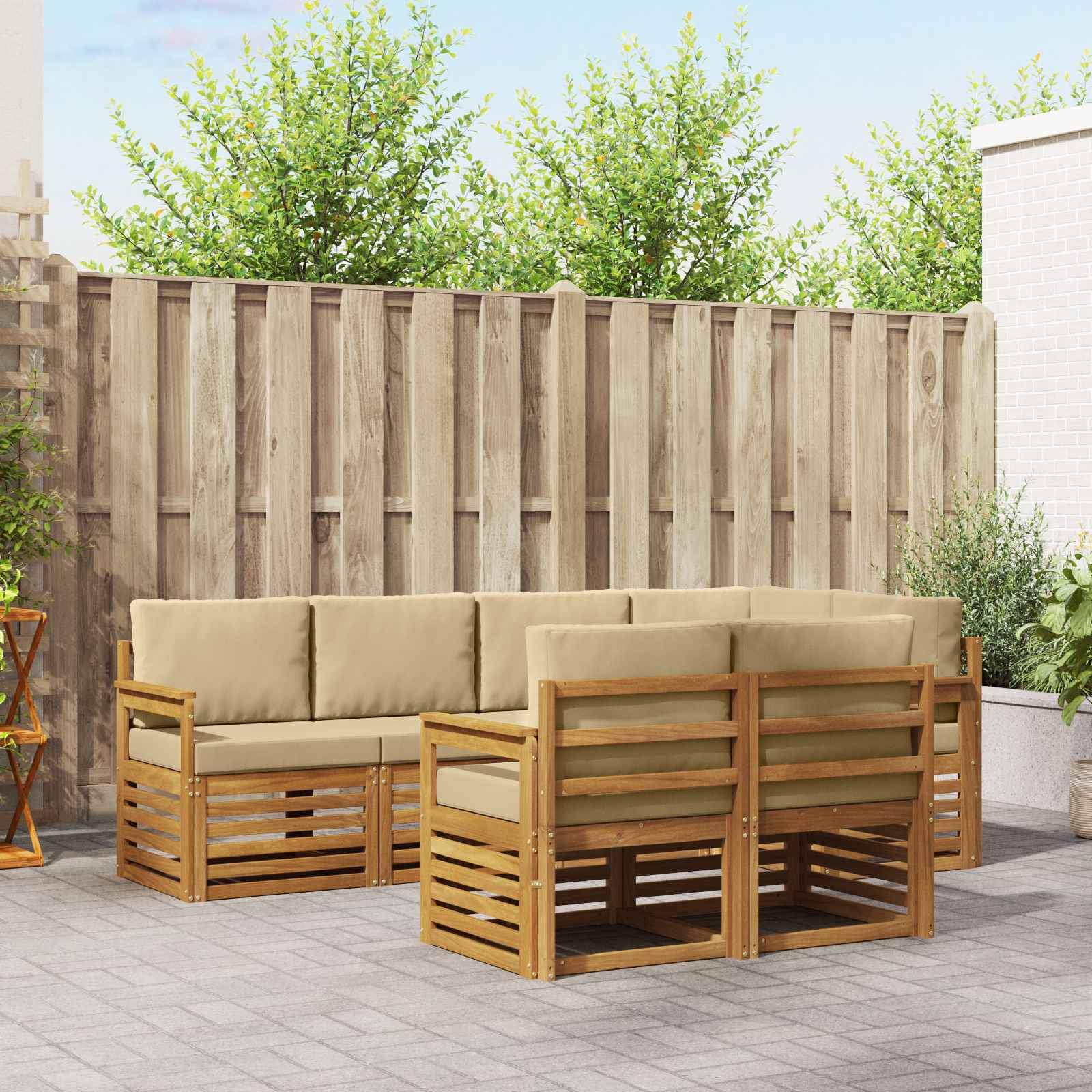 Ecksofa Set mit Kissen 7 pcs Natur und Beige