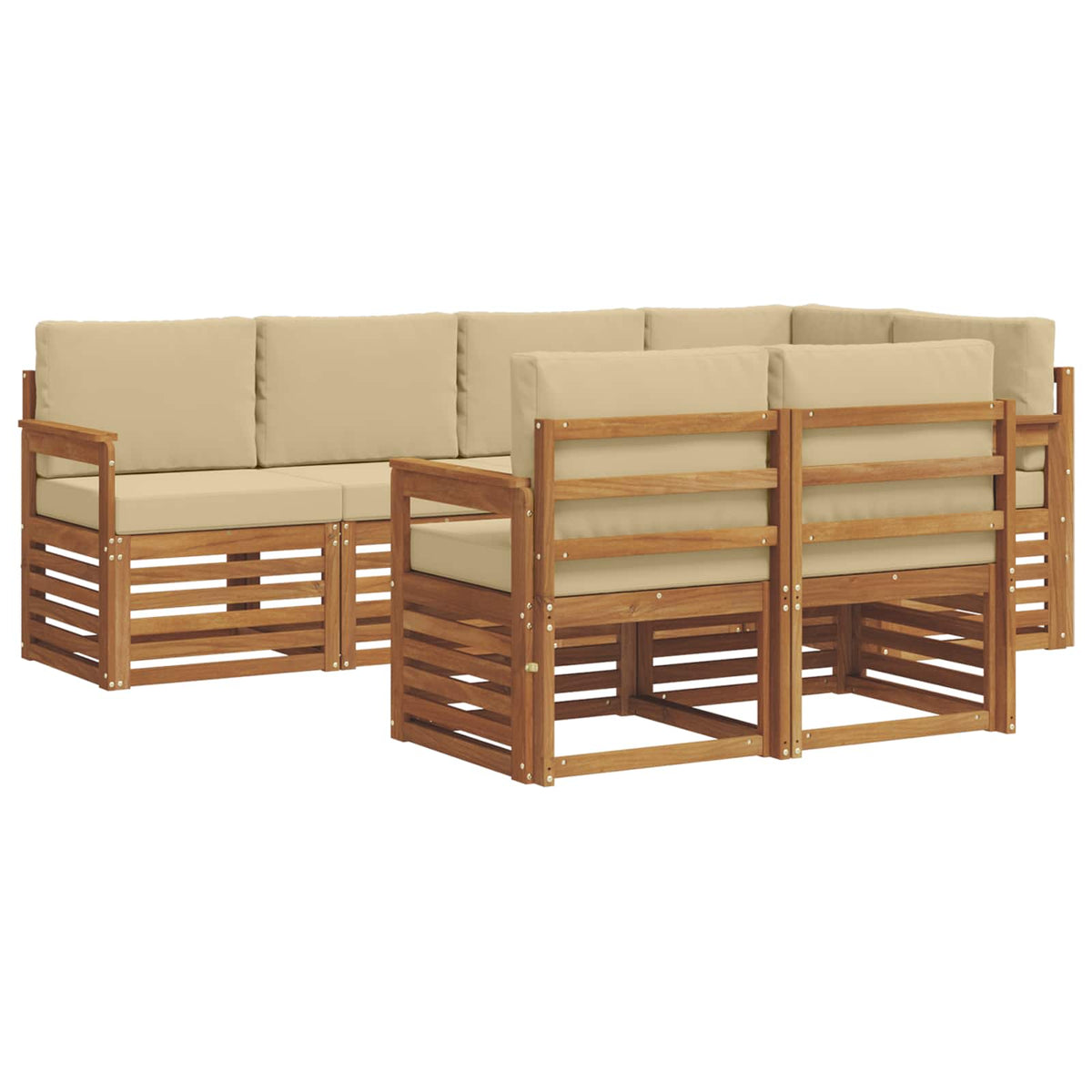 Outdoor-Sofagarnitur 7 stk. Natur und Beige Polyester