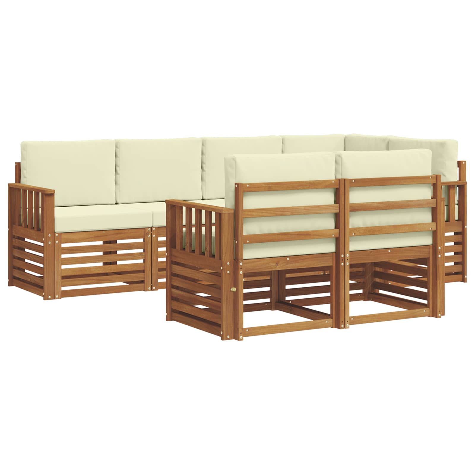 Ecksofa Set mit Kissen 7 pcs Natur und Creme