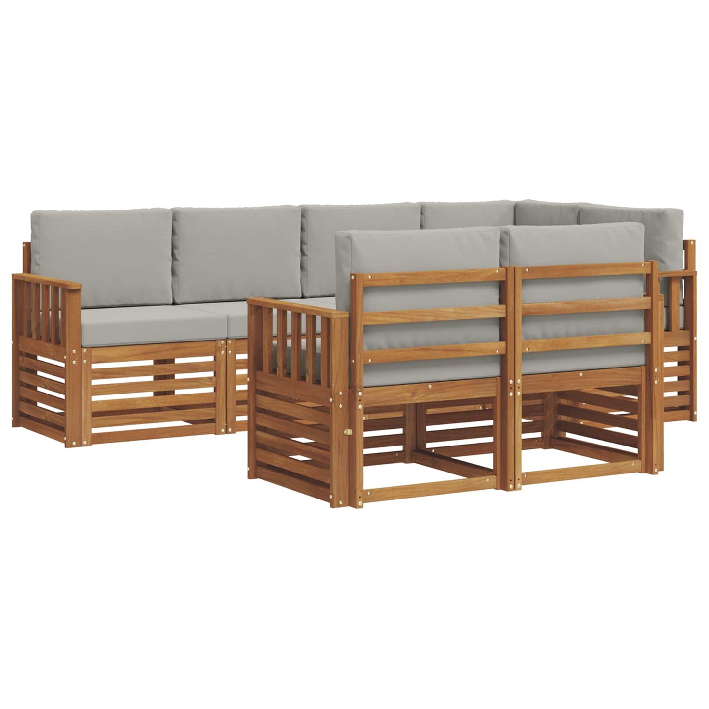 Outdoor-Sofagarnitur 7 stk. Natürlich und Hellgrau Polyester