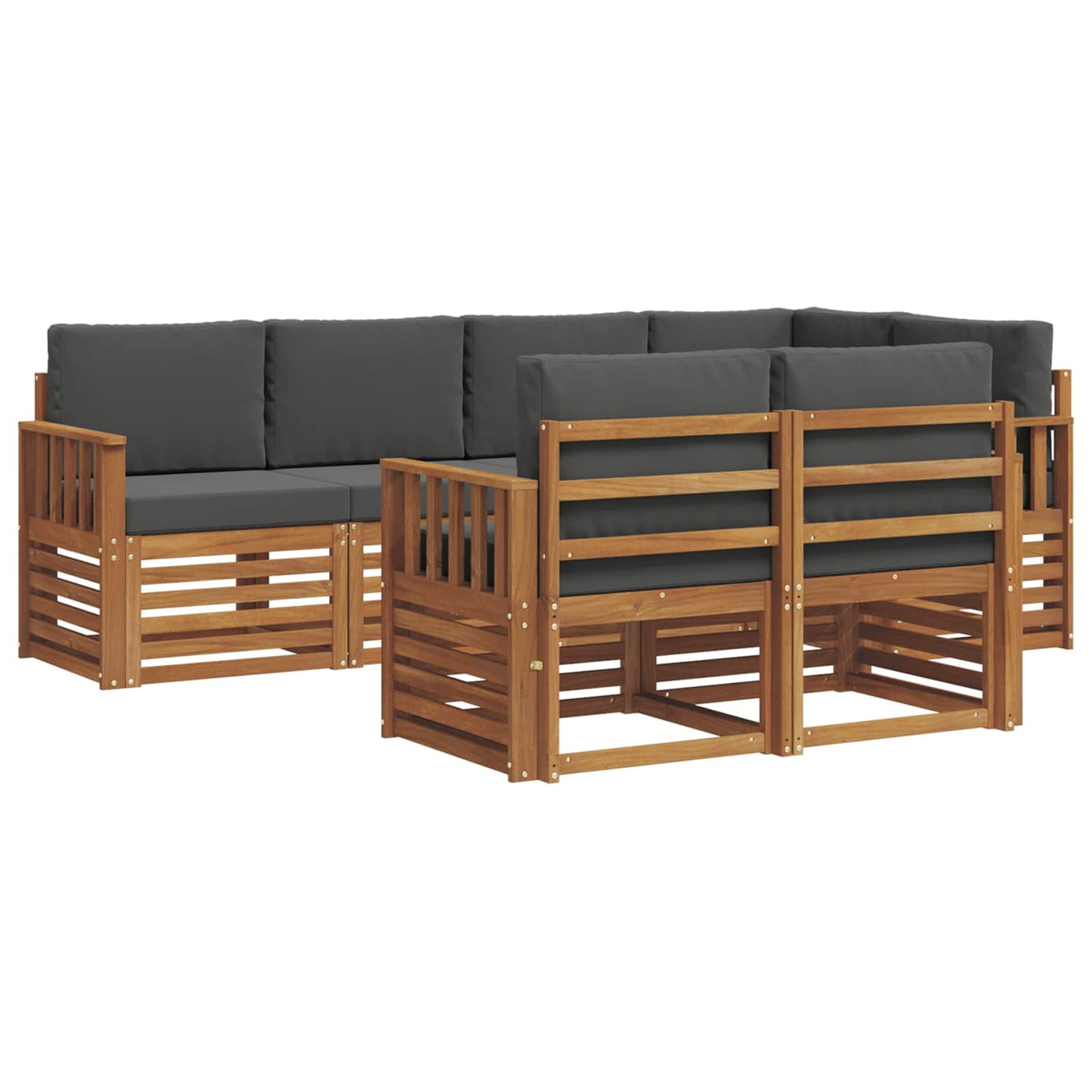 Outdoor-Sofagarnitur 7 stk. Natur und Anthrazit Polyester