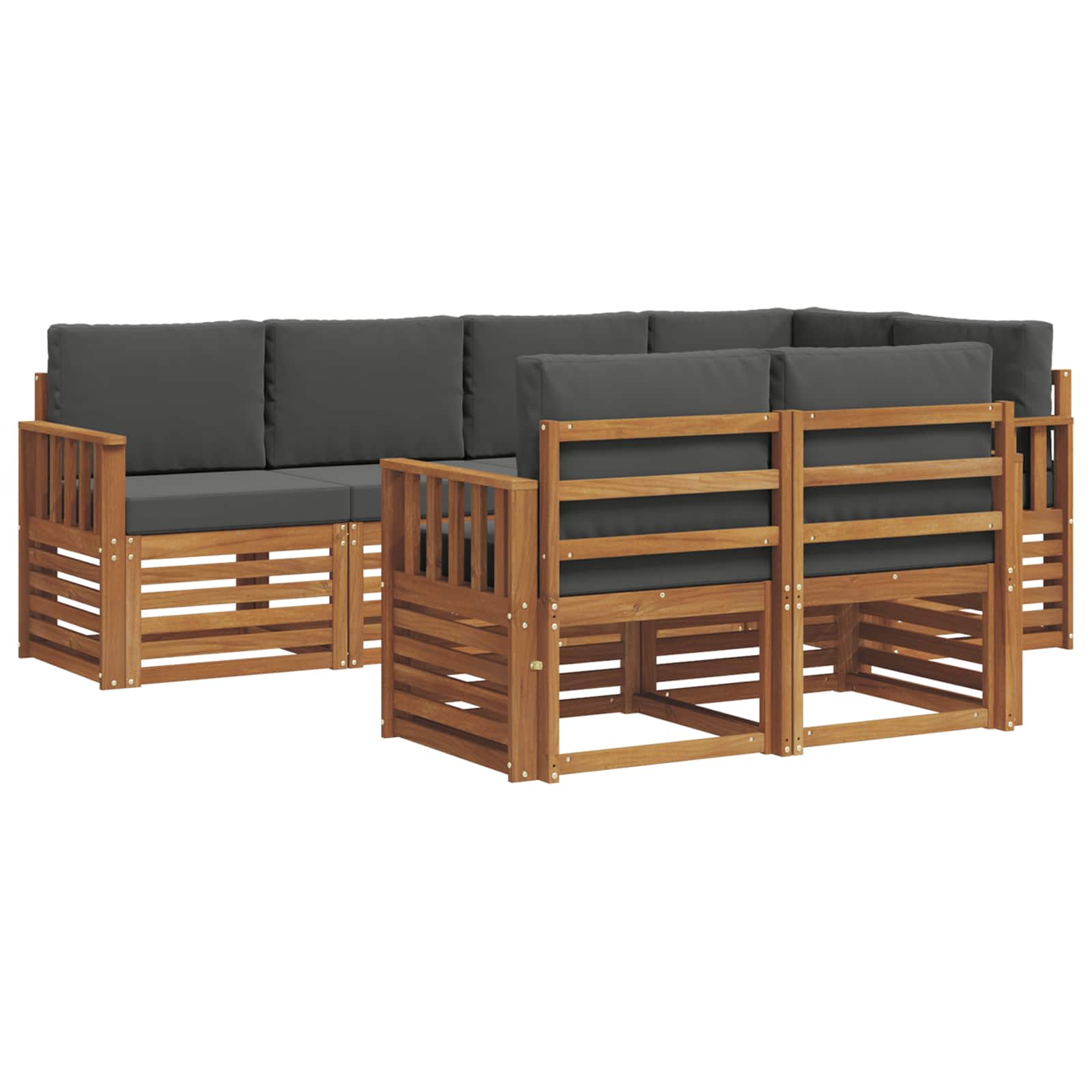 Outdoor-Sofagarnitur 7 stk. Natur und Anthrazit Polyester