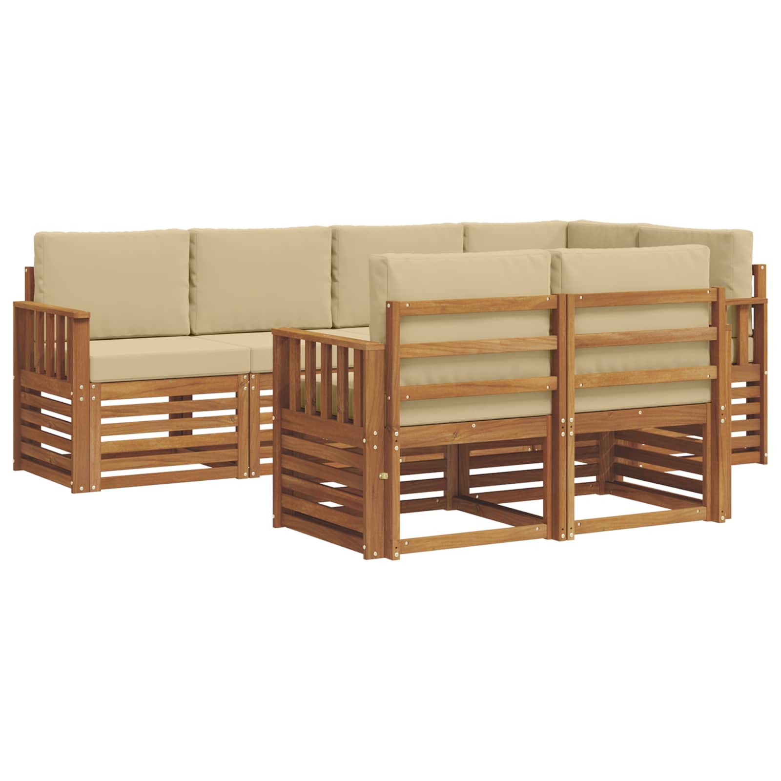 Outdoor-Sofagarnitur 7 stk. Natur und Beige Polyester