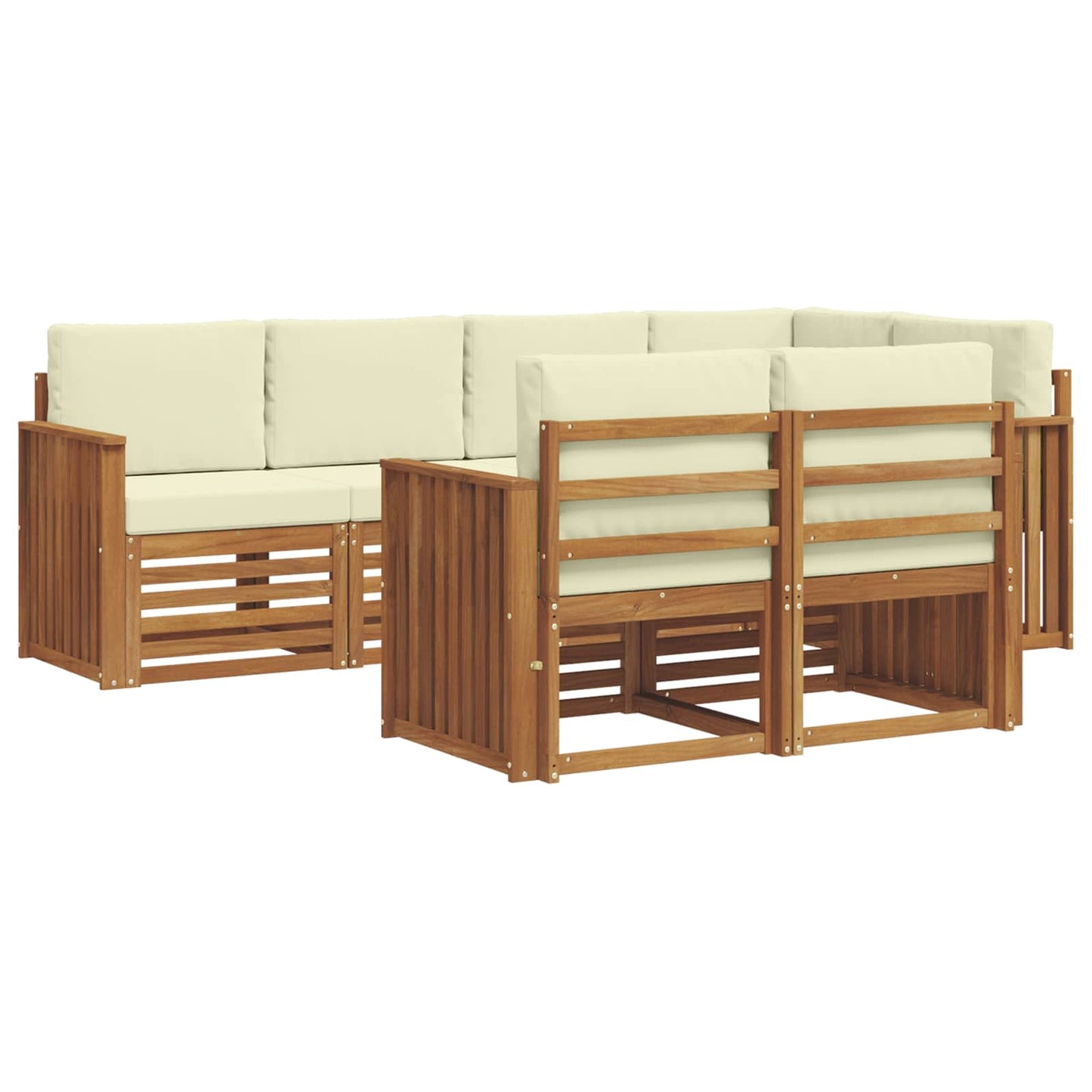 Outdoor-Sofagarnitur 7 stk. Natur und Creme Polyester