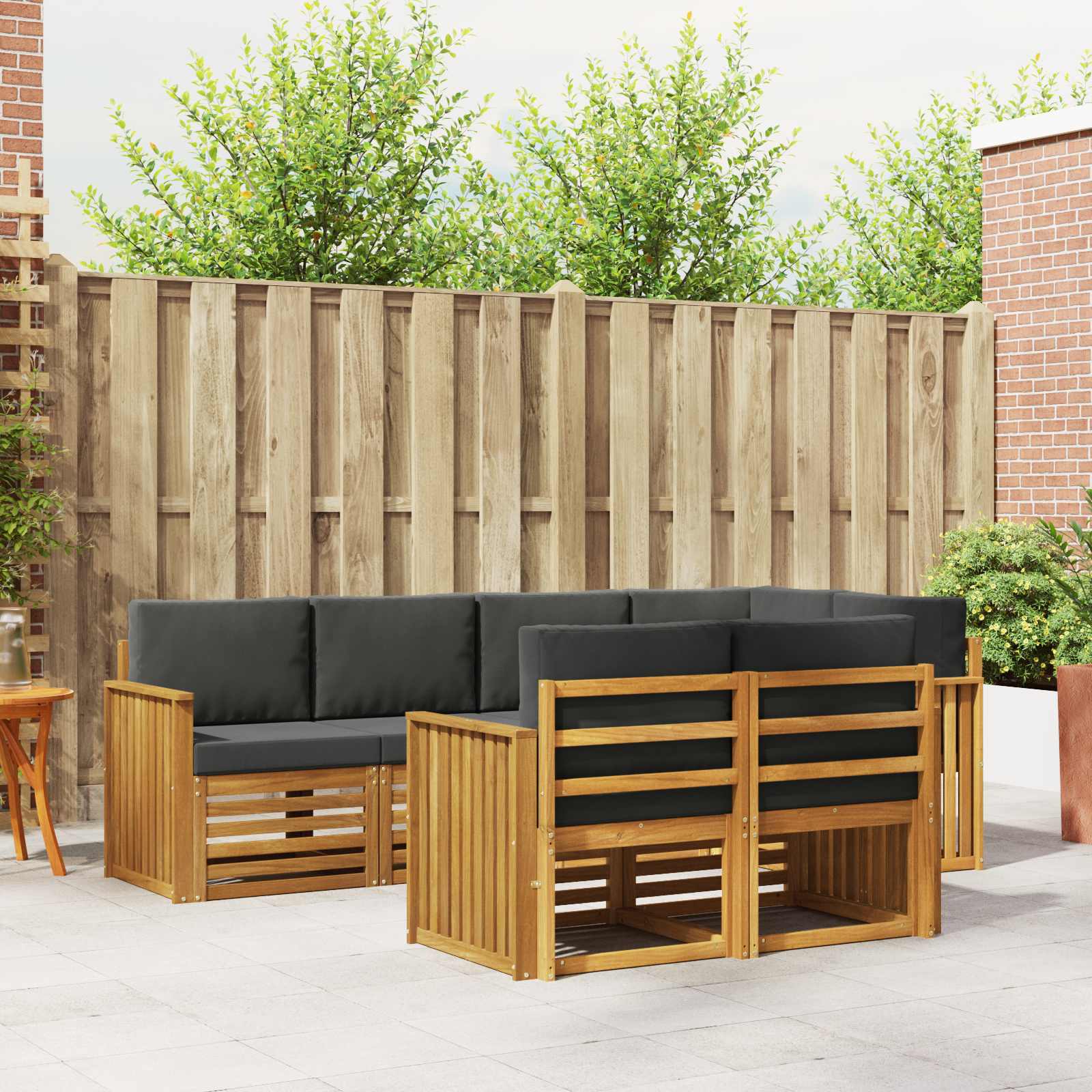 Ecksofa Set mit Kissen 7 pcs Natur und Anthrazit