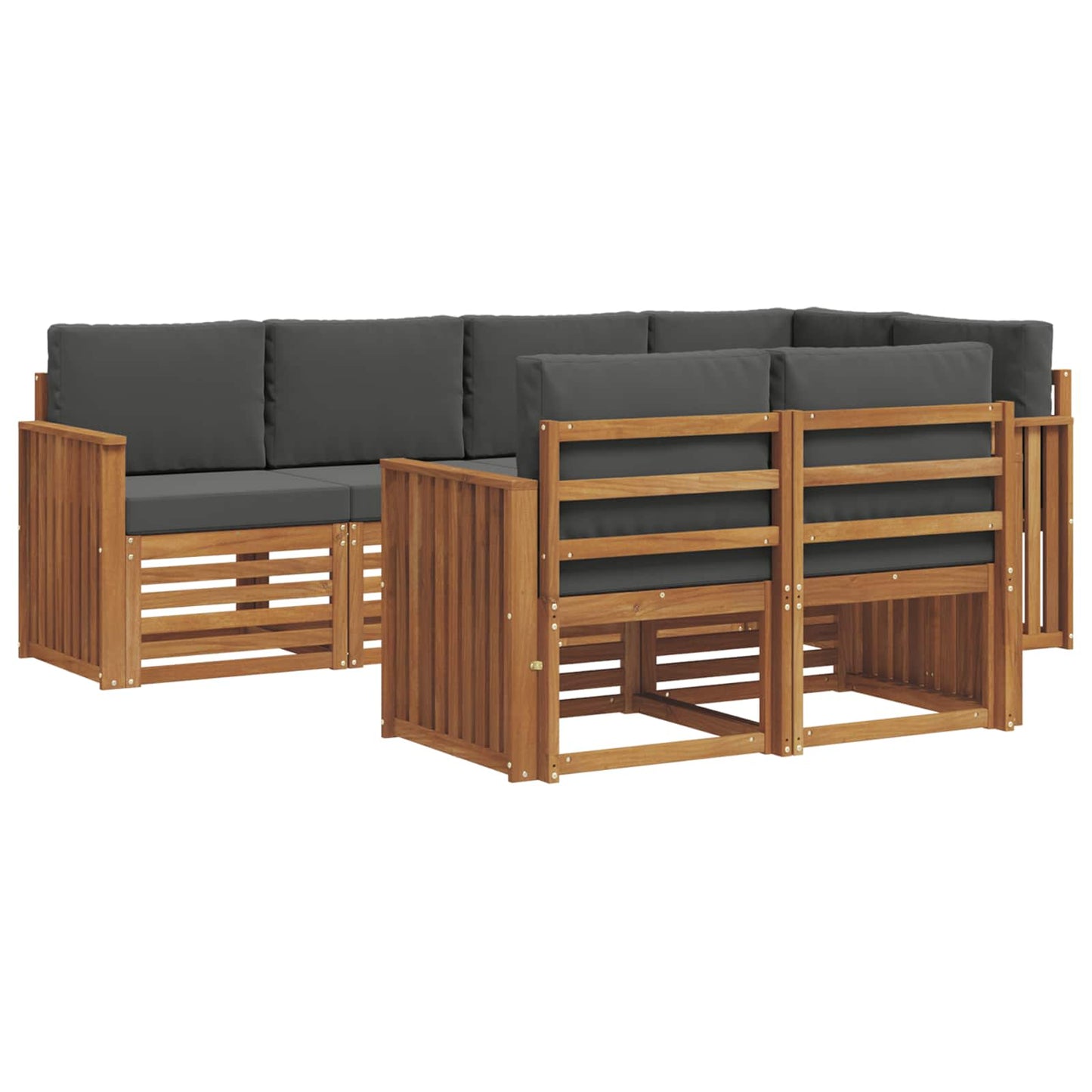 Ecksofa Set mit Kissen 7 pcs Natur und Anthrazit
