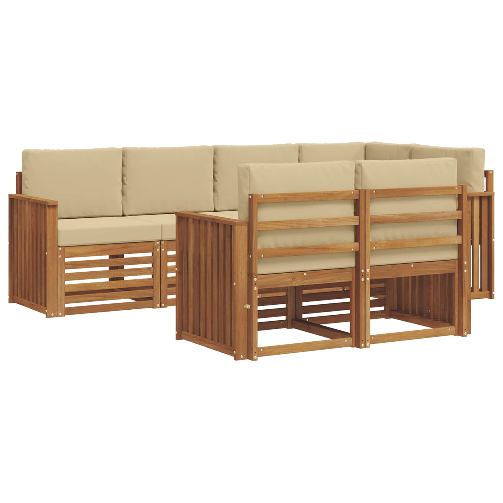 Outdoor-Sofagarnitur 7 stk. Natur und Beige Polyester