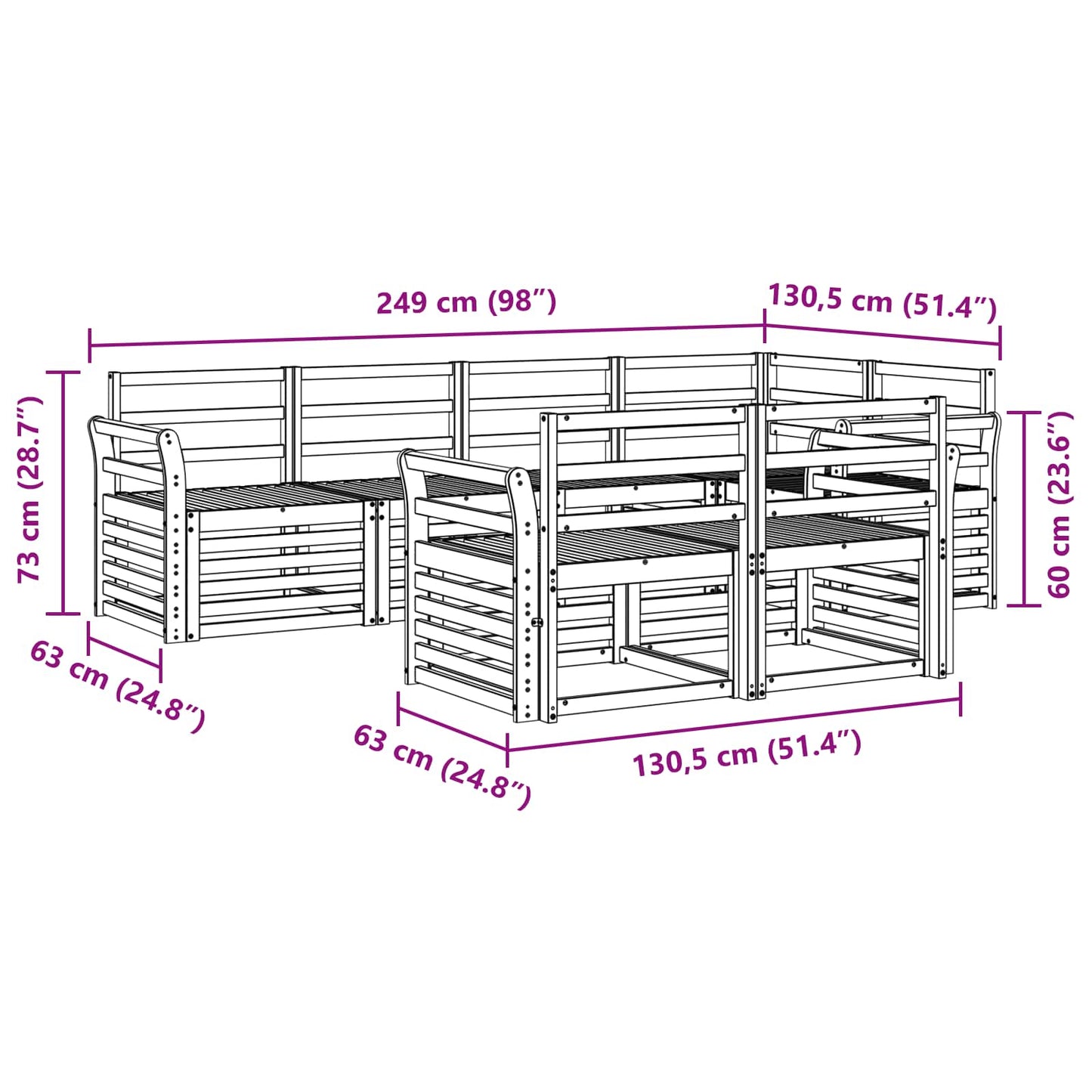 Ecksofa Set 7 pcs Natur