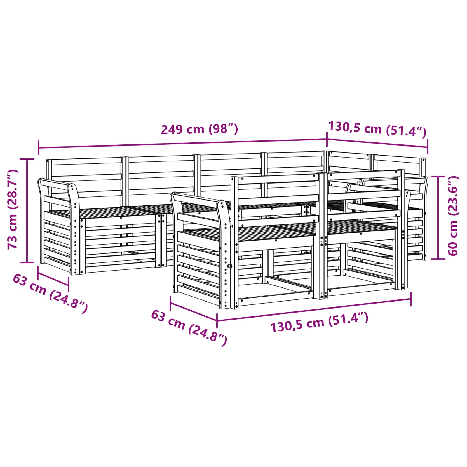 Ecksofa Set 7 pcs Natur