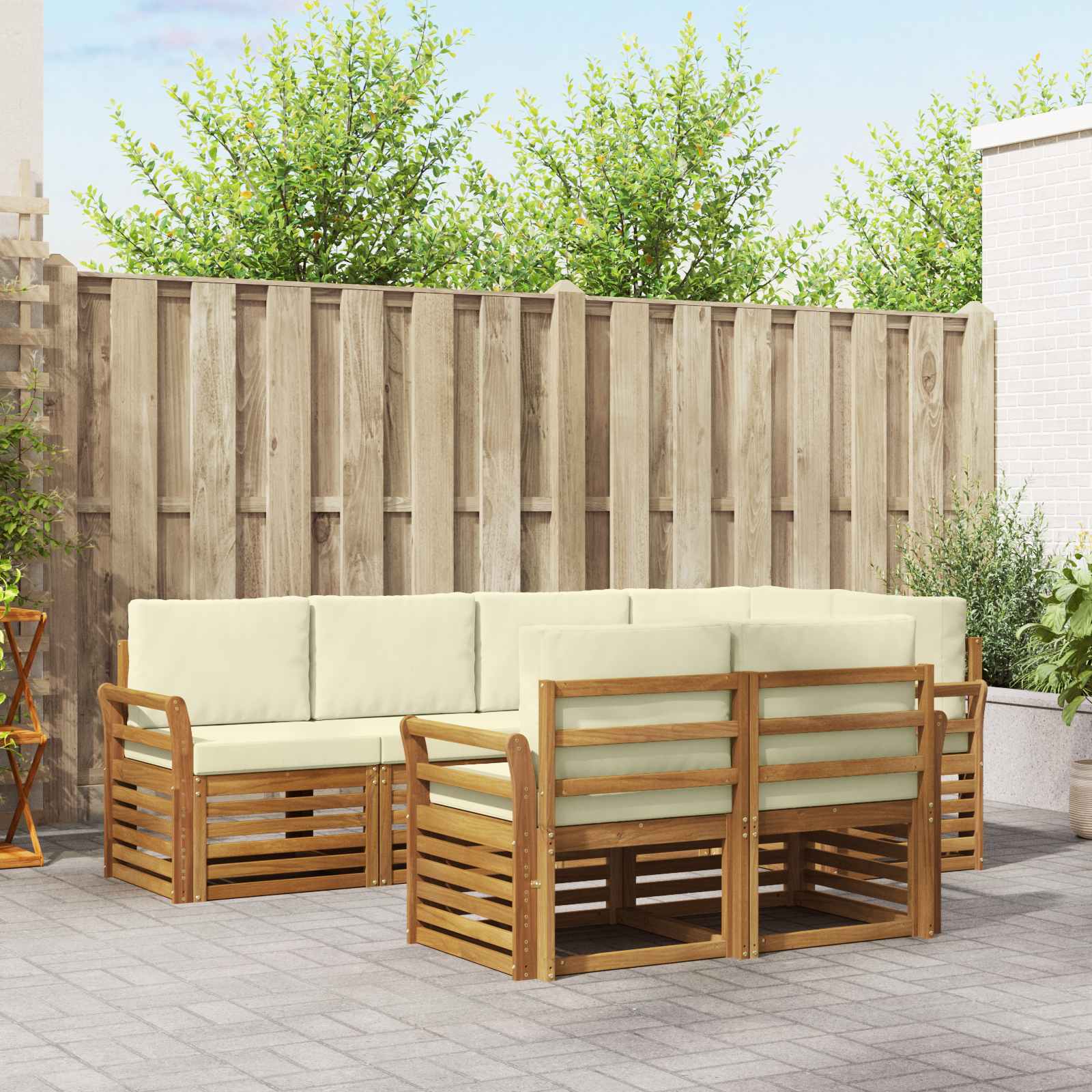 Ecksofa Set mit Kissen 7 pcs Natur und Creme
