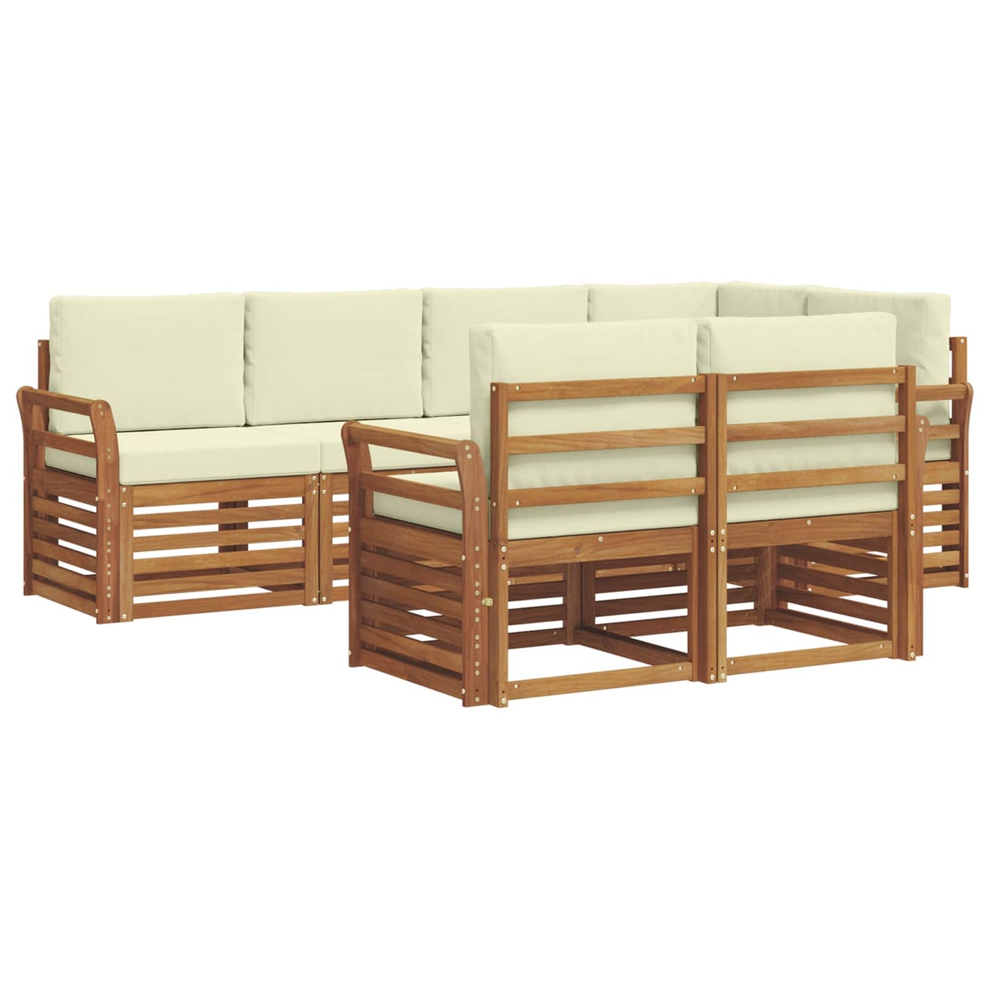 Ecksofa Set mit Kissen 7 pcs Natur und Creme