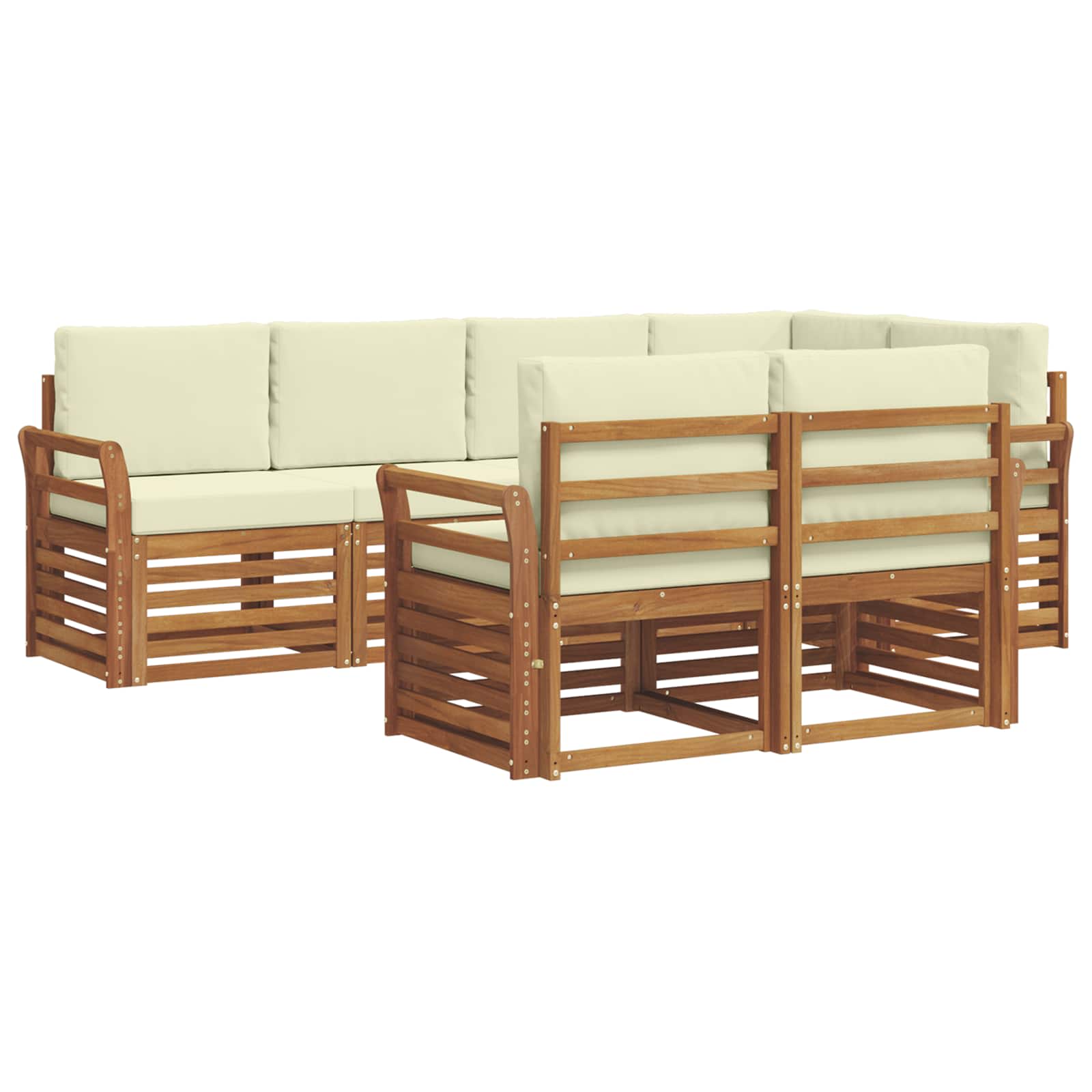 Ecksofa Set mit Kissen 7 pcs Natur und Creme