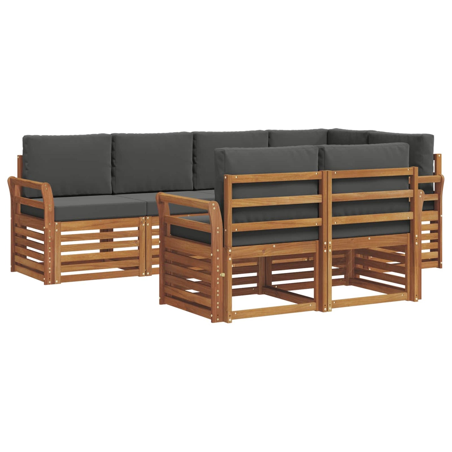 Outdoor-Sofagarnitur 7 stk. Natur und Anthrazit Polyester