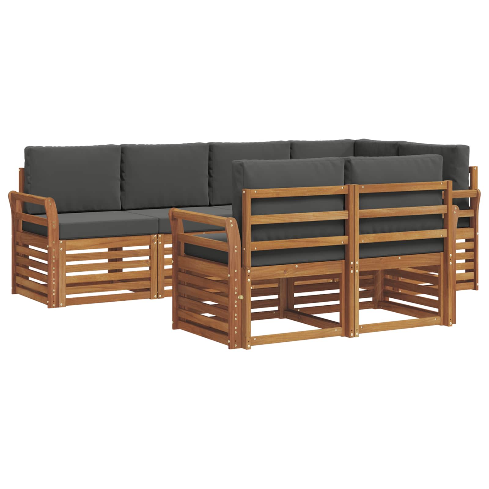 Outdoor-Sofagarnitur 7 stk. Natur und Anthrazit Polyester