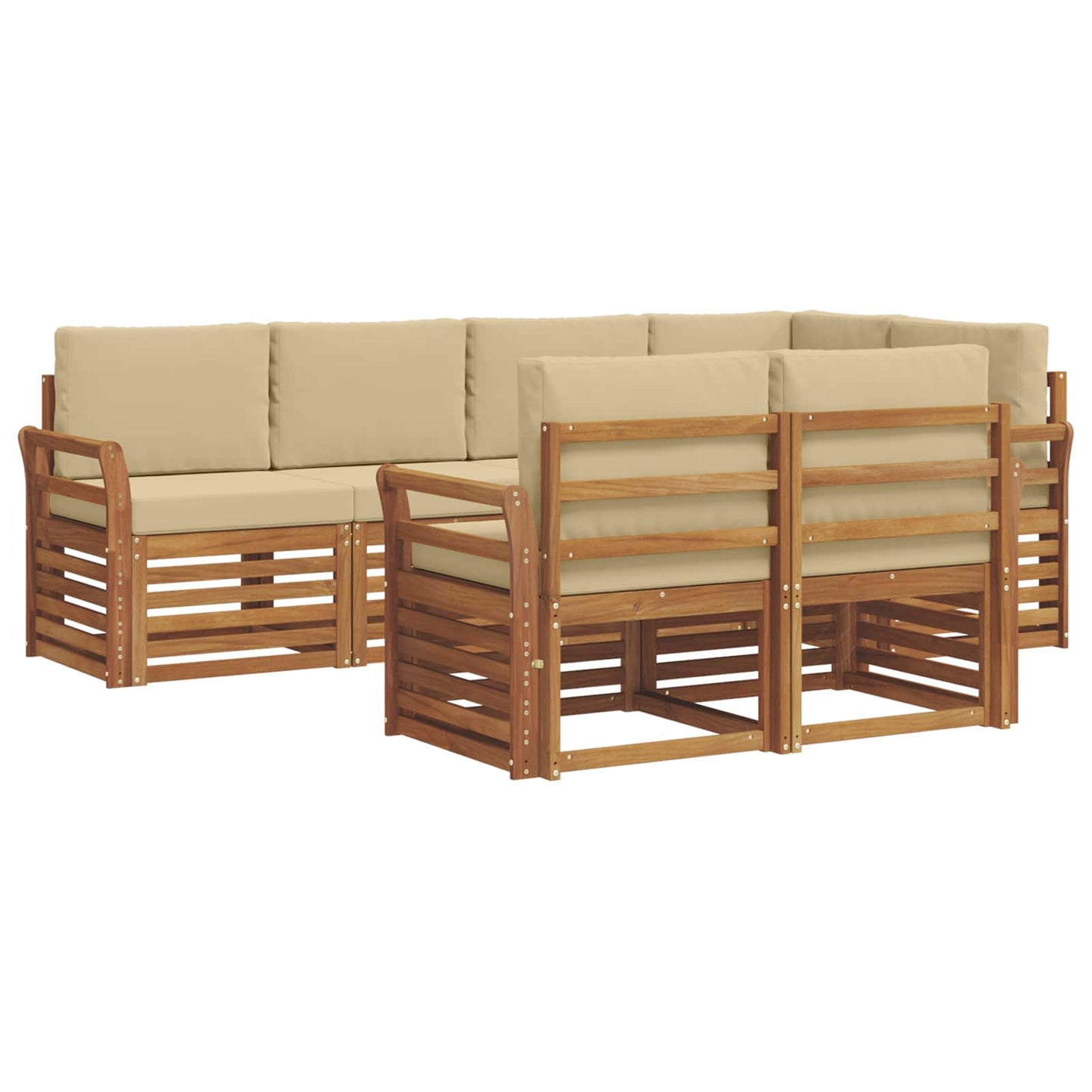 Outdoor-Sofagarnitur 7 stk. Natur und Beige Polyester