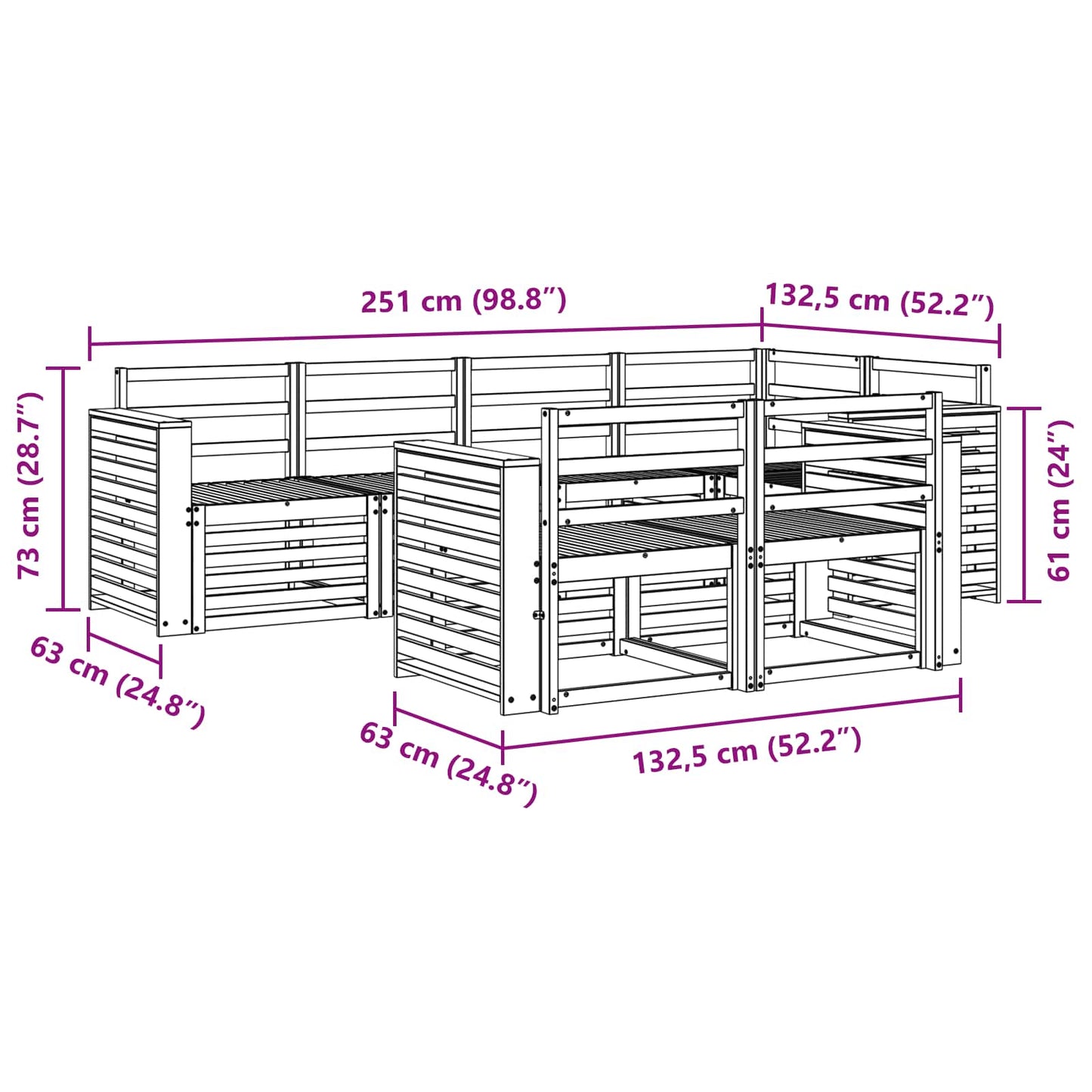 Ecksofa Set 7 pcs Natur
