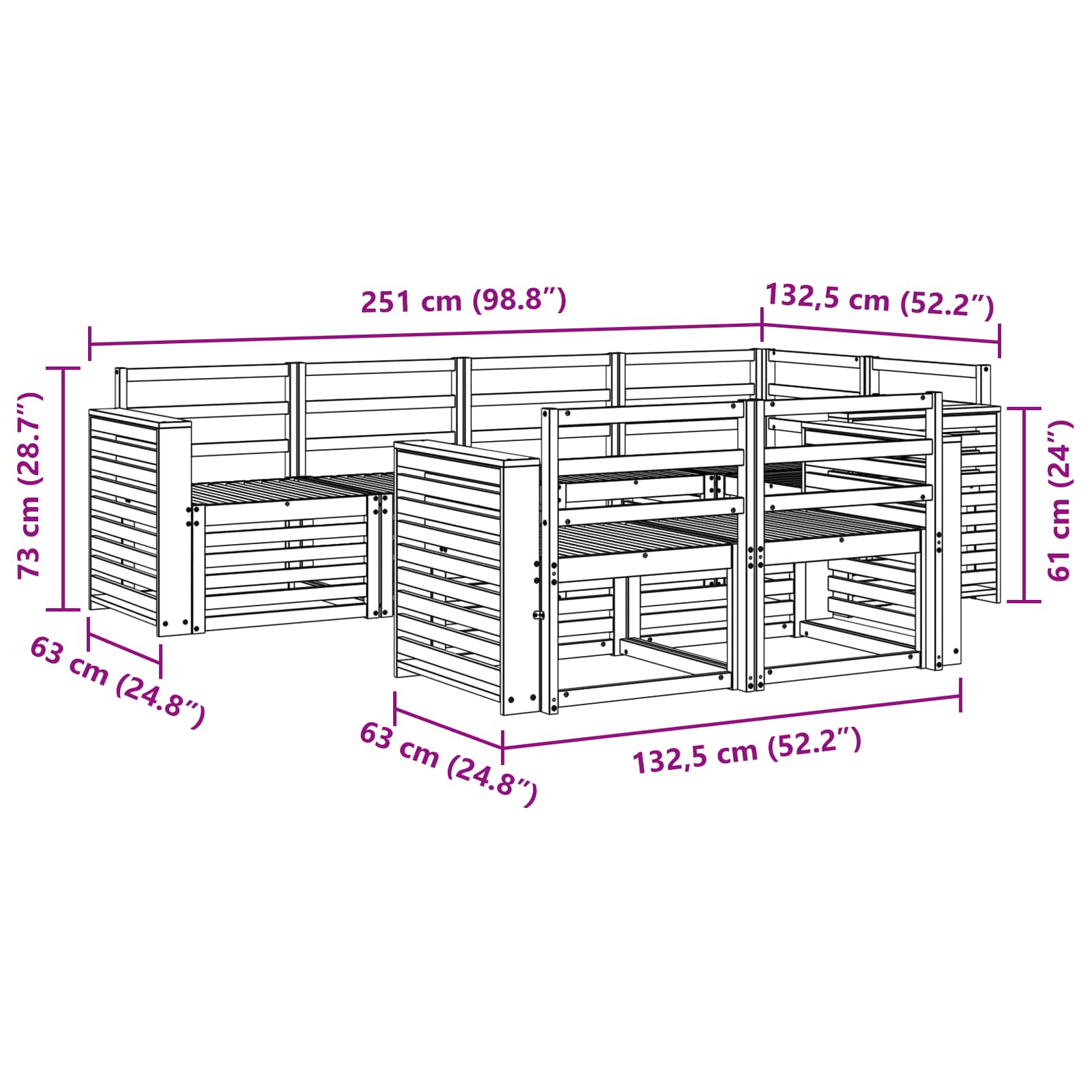 Ecksofa Set 7 pcs Natur