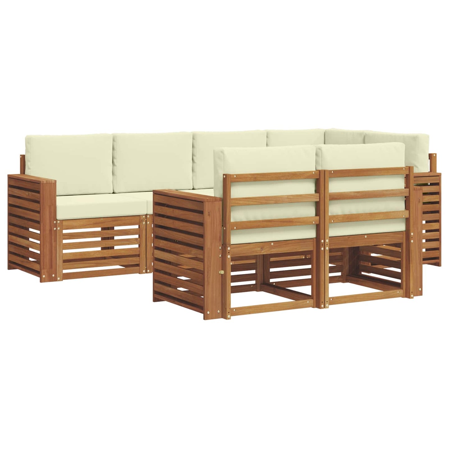 Outdoor-Sofagarnitur 7 stk. Natur und Creme Polyester