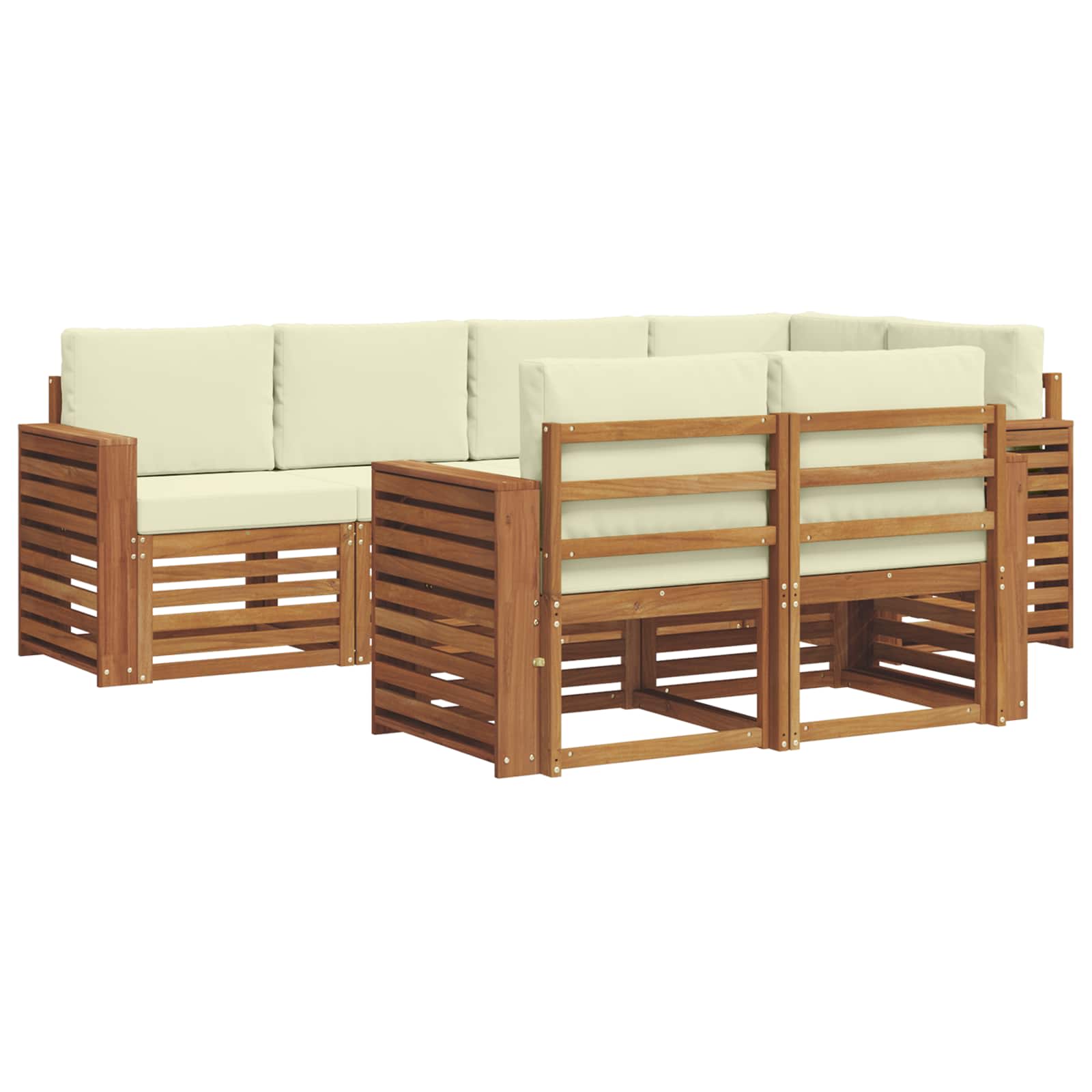 Outdoor-Sofagarnitur 7 stk. Natur und Creme Polyester