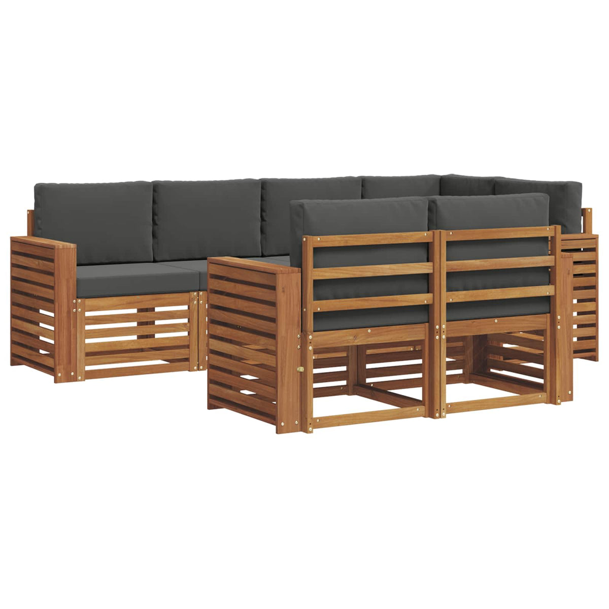 Outdoor-Sofagarnitur 7 stk. Natur und Anthrazit Polyester