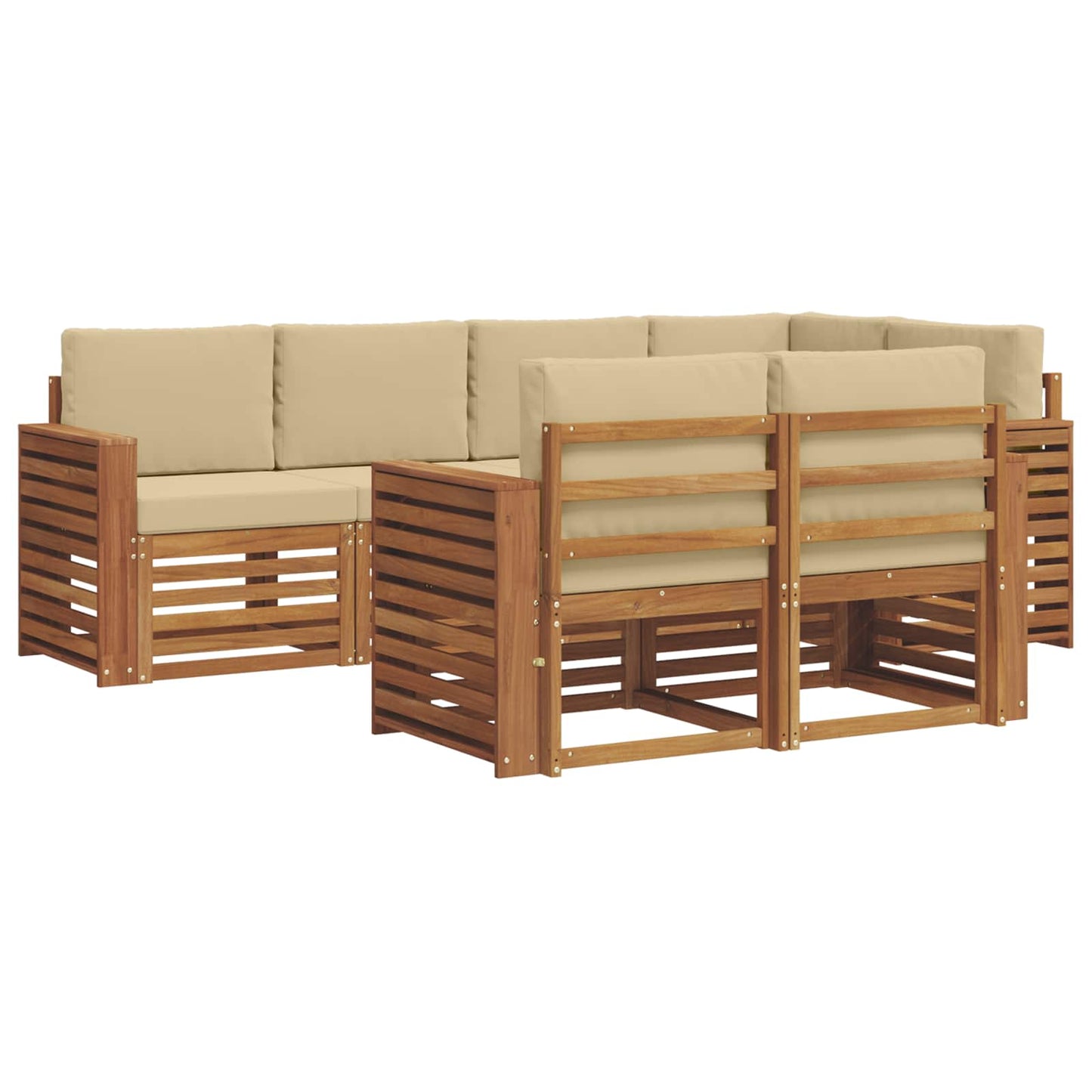Outdoor-Sofagarnitur 7 stk. Natur und Beige Polyester