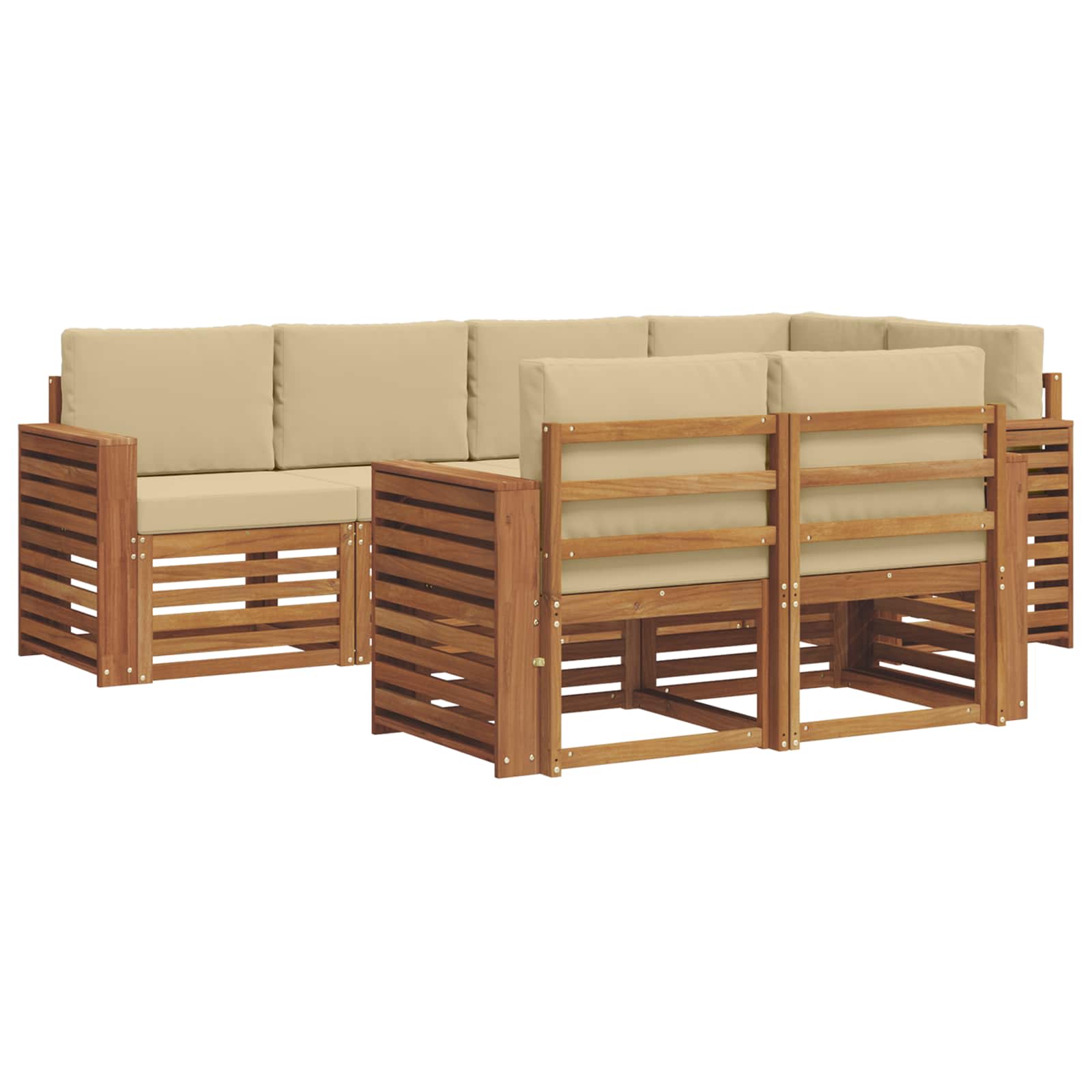 Outdoor-Sofagarnitur 7 stk. Natur und Beige Polyester