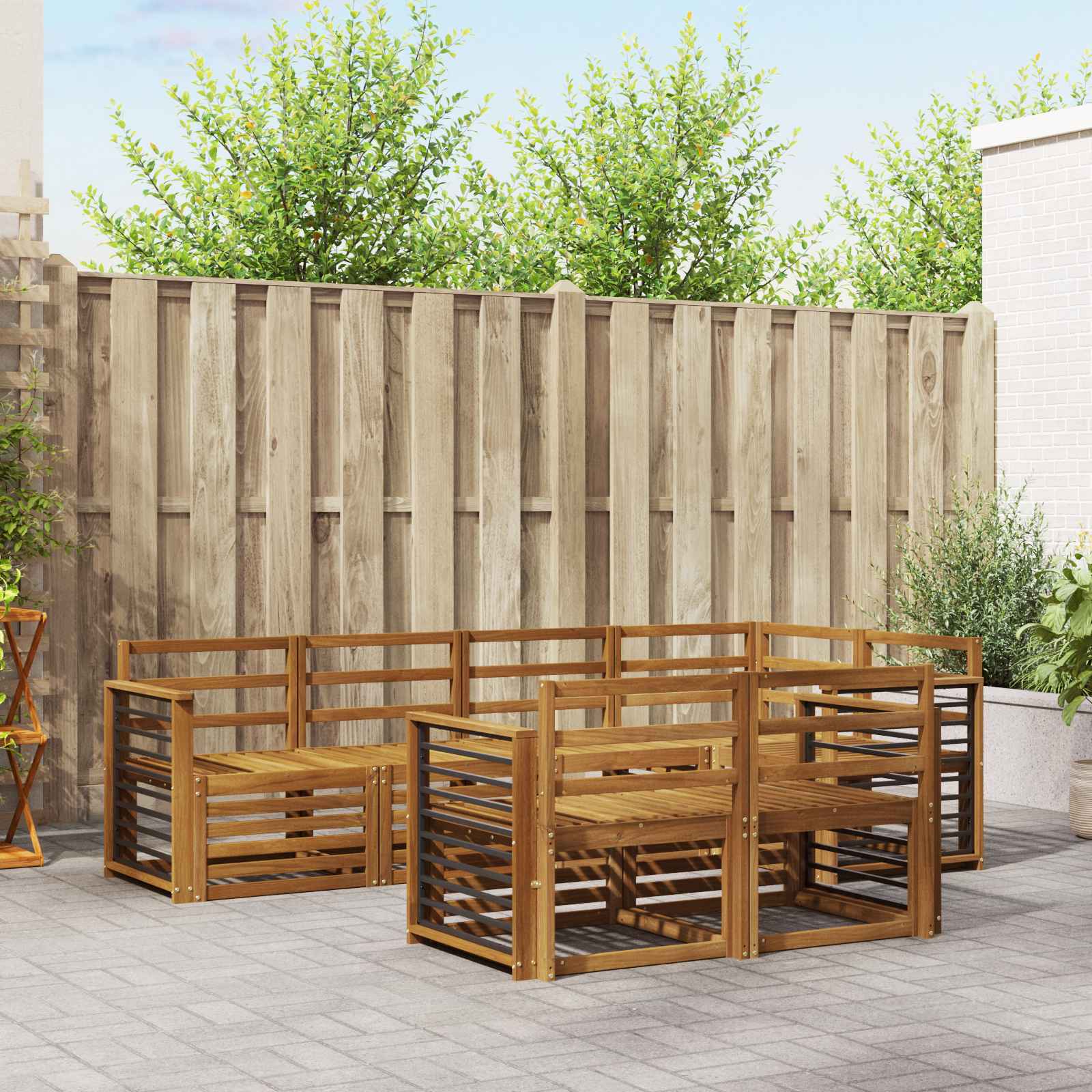 Sofagarnituren 7 pcs Natur Massivholz Akazie
