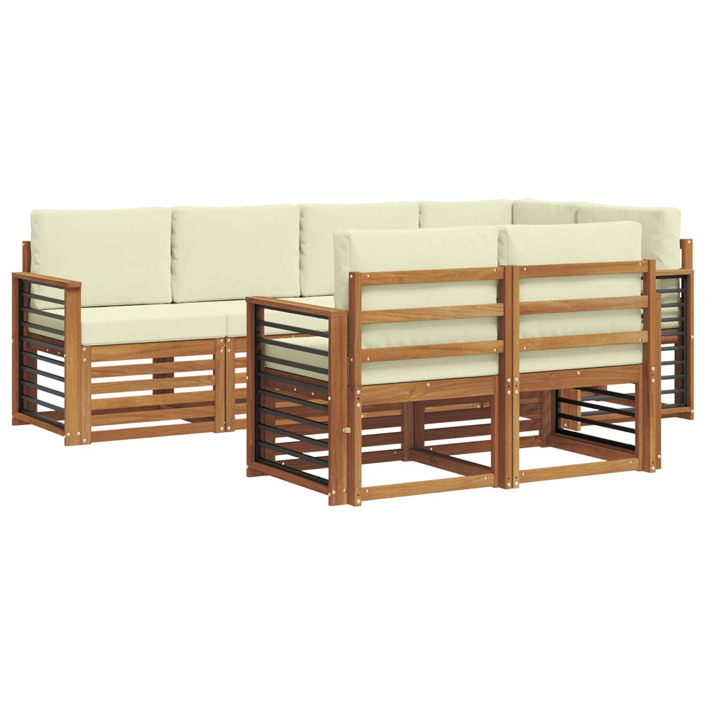 Outdoor-Sofagarnitur 7 stk. Natur und Creme Polyester