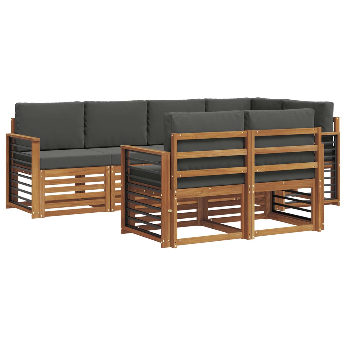 Outdoor-Sofagarnitur 7 stk. Natur und Anthrazit Polyester