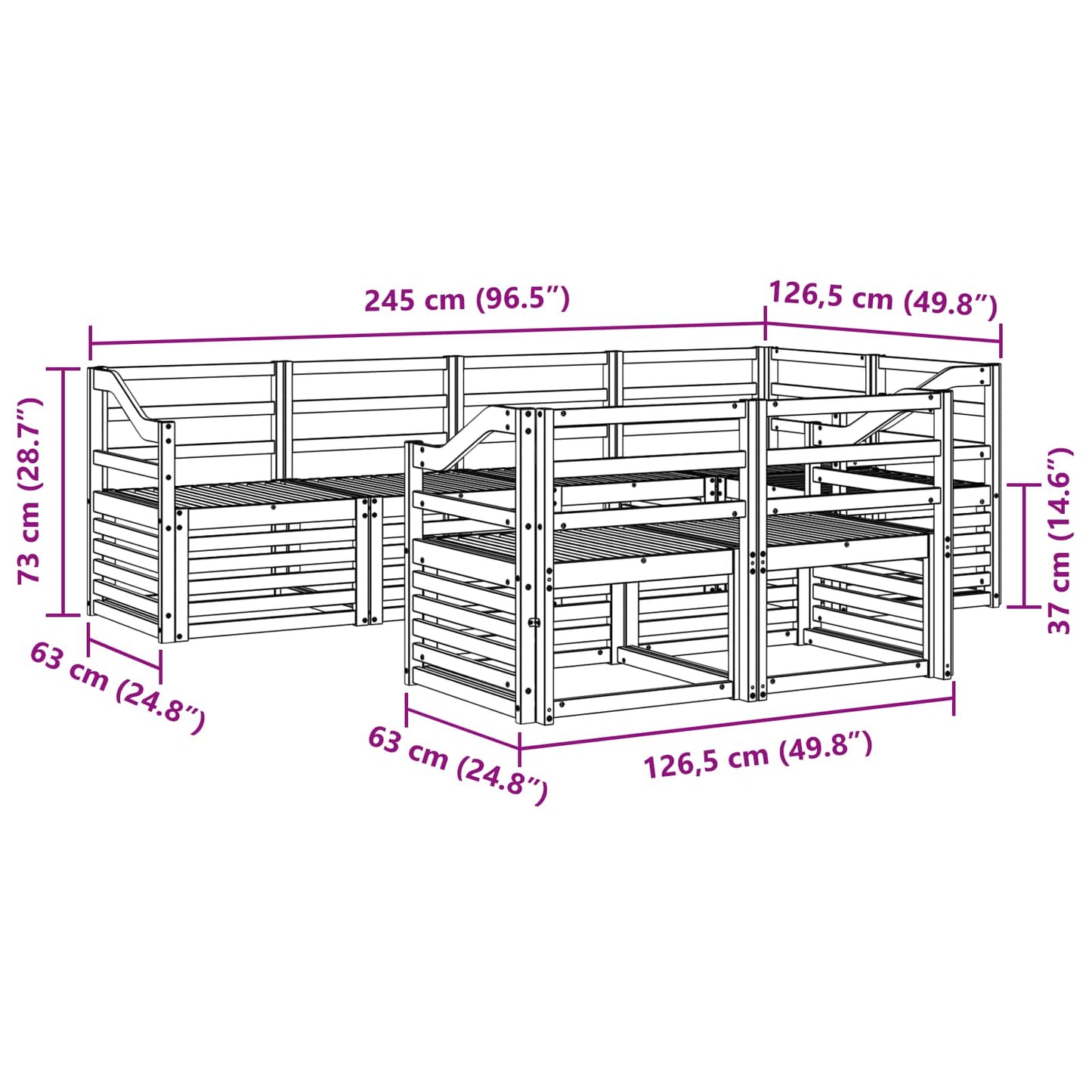 Ecksofa Set 7 pcs Natur