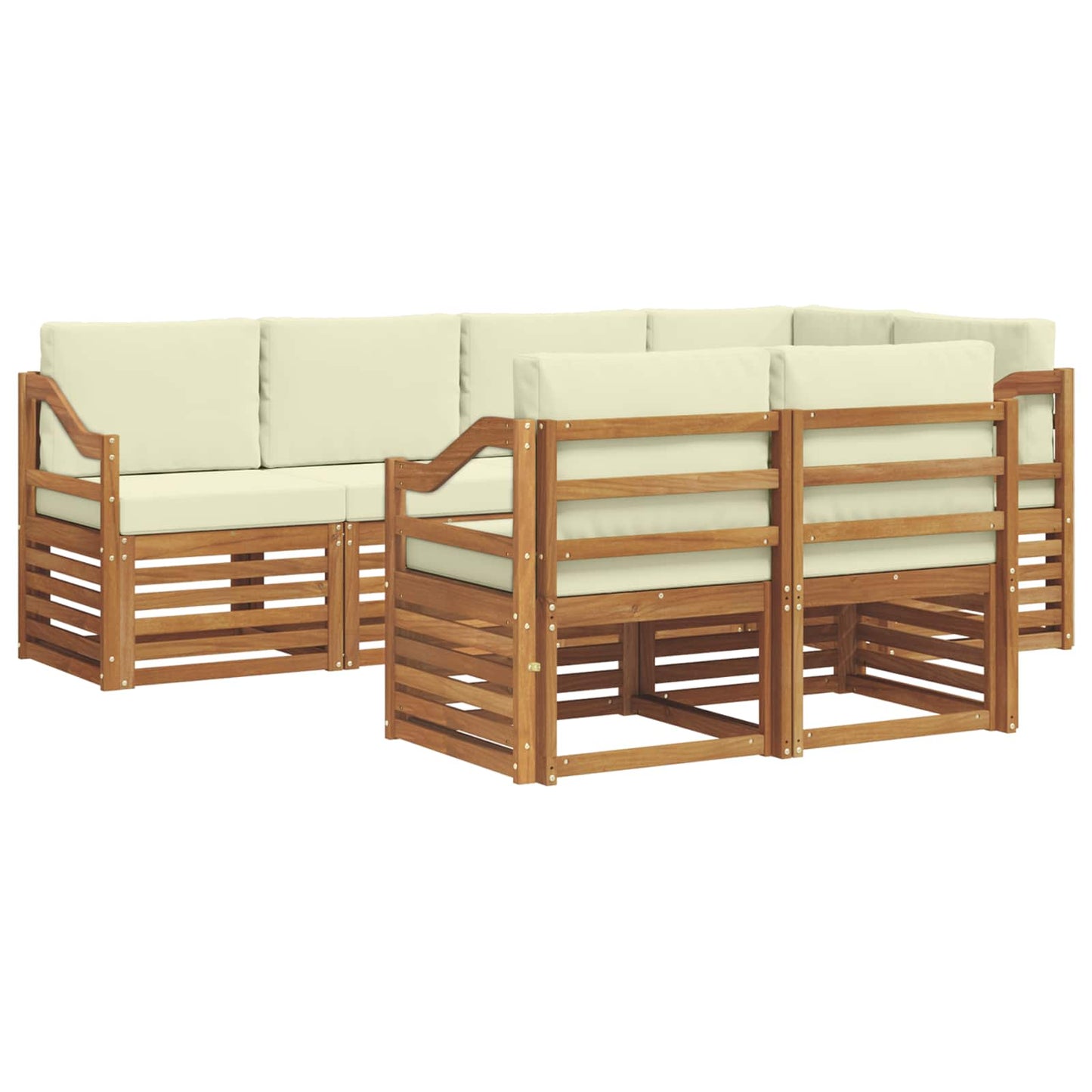Ecksofa Set mit Kissen 7 pcs Natur und Creme