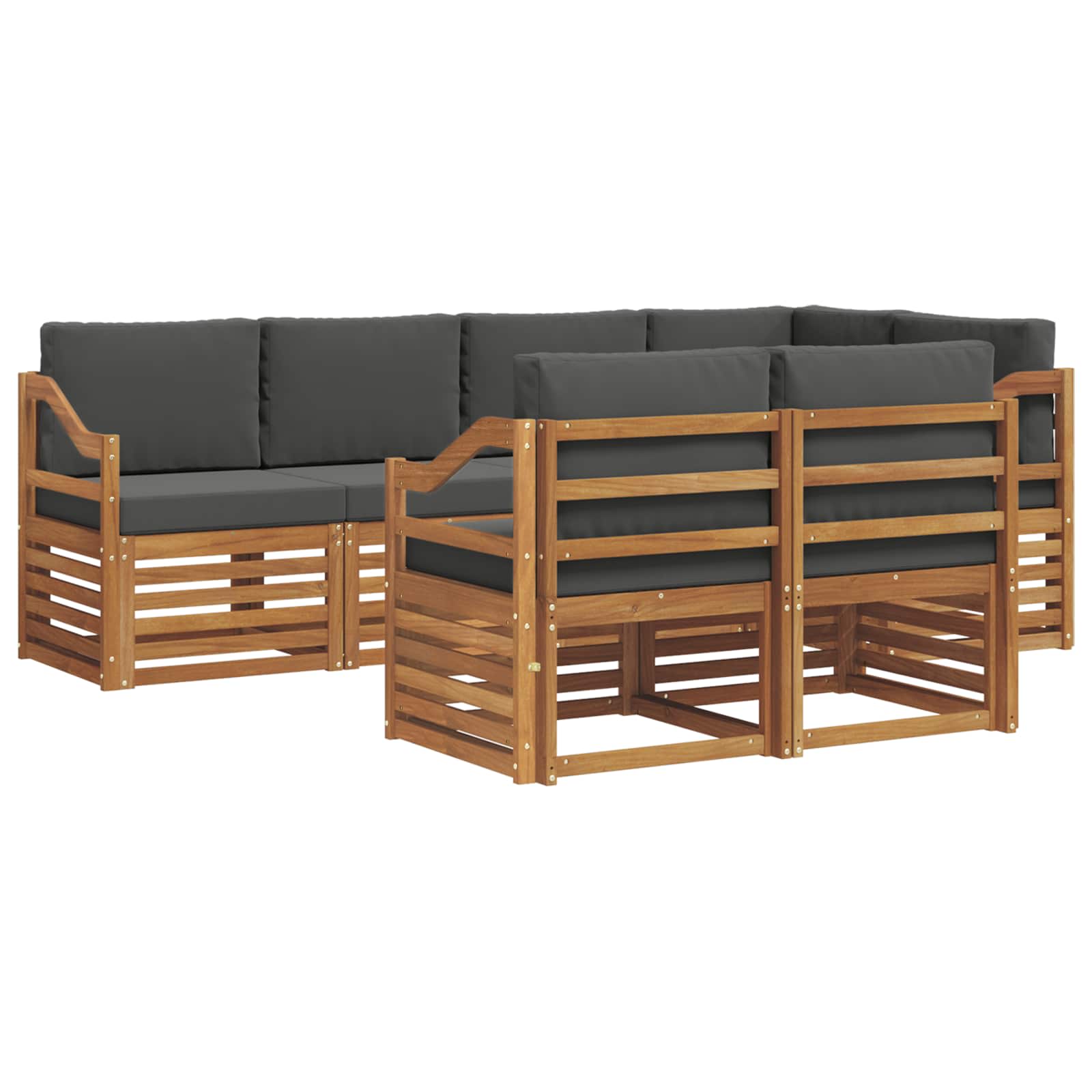 Outdoor-Sofagarnitur 7 stk. Natur und Anthrazit Polyester