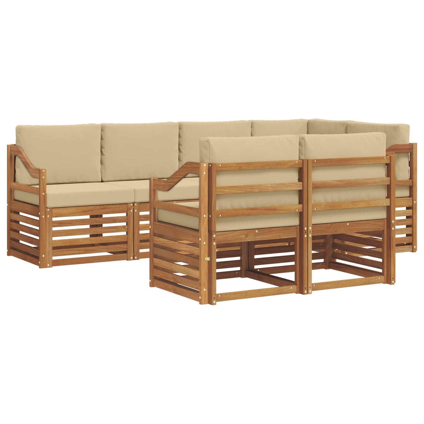Outdoor-Sofagarnitur 7 stk. Natur und Beige Polyester